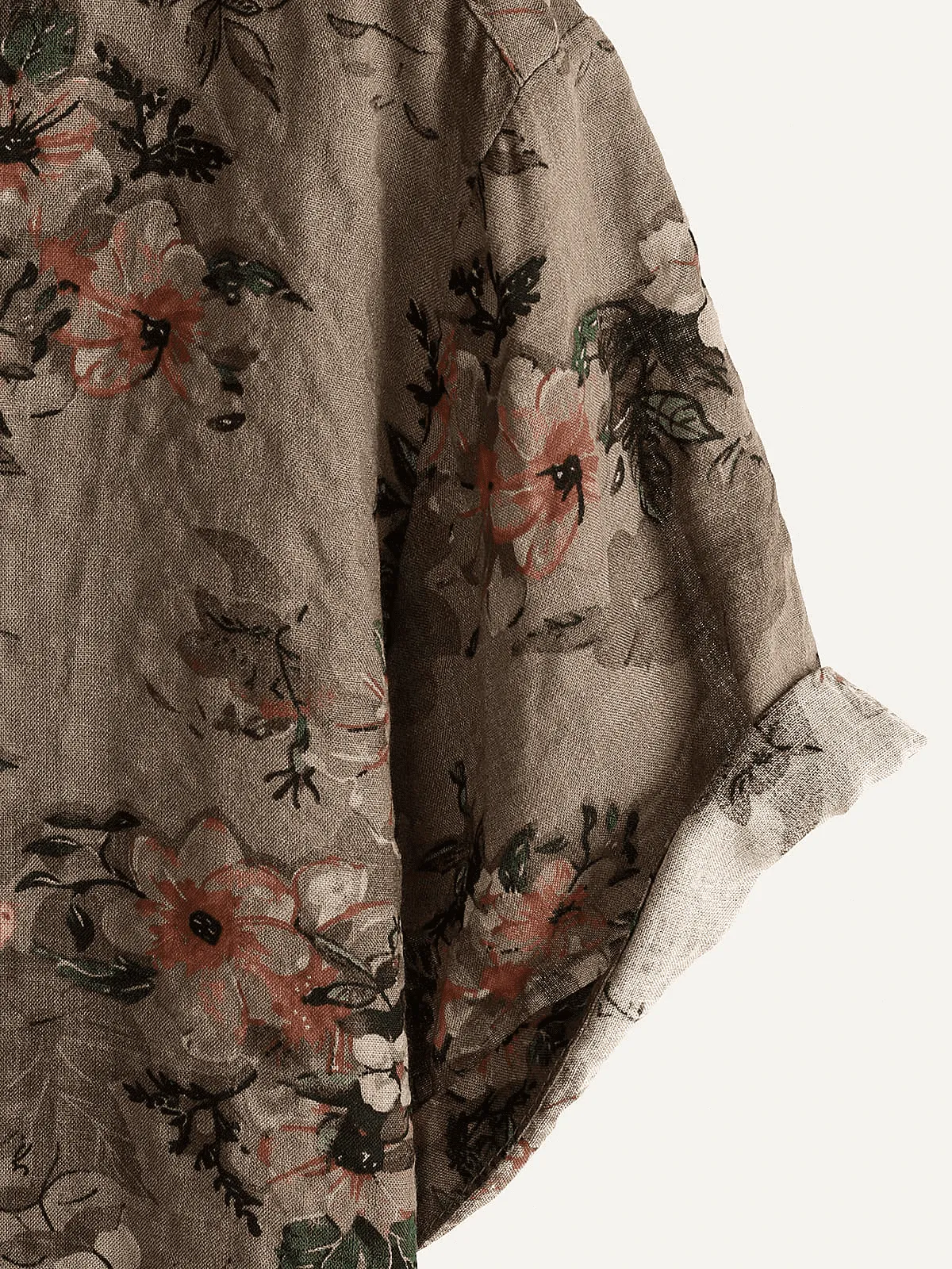 Men's Brown Floral Vintage Short Sleeve Retro Summer Cotton Button Up Shirt