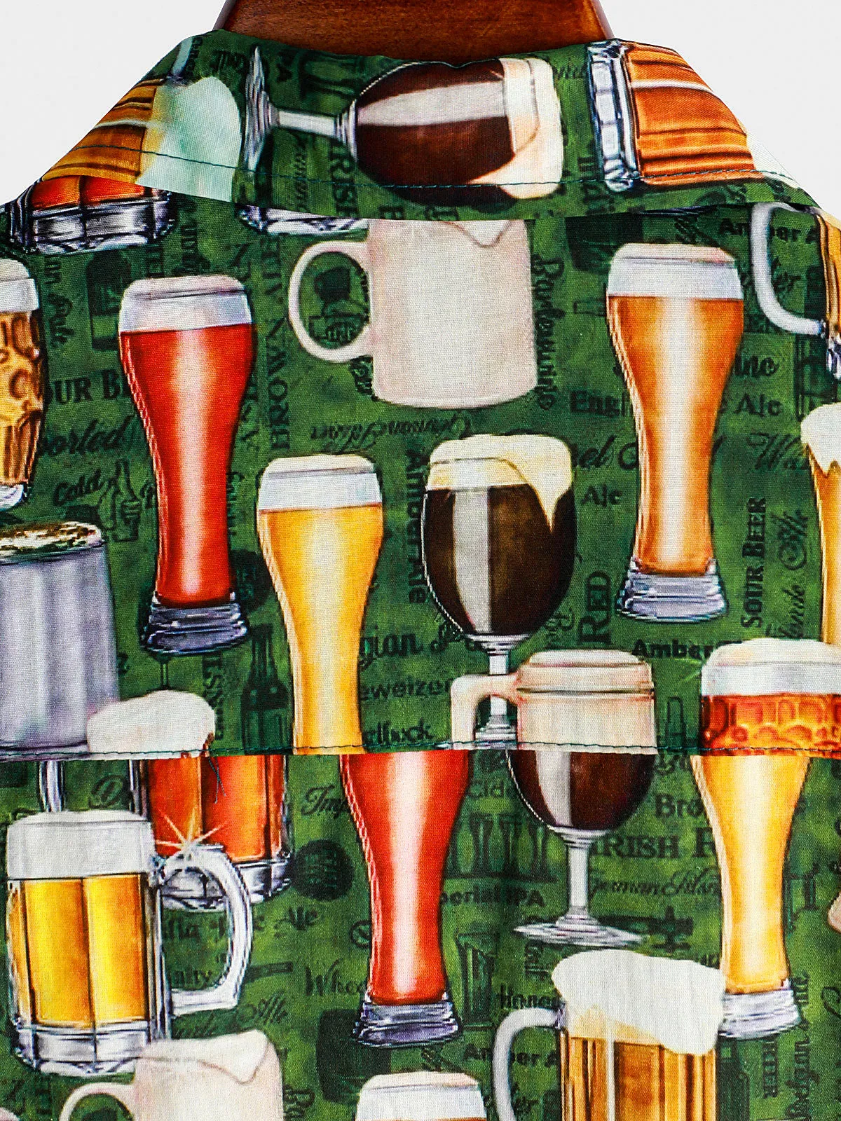 Men's Casual Beer Vintage Button Up Short Sleeve Holiday Shirt