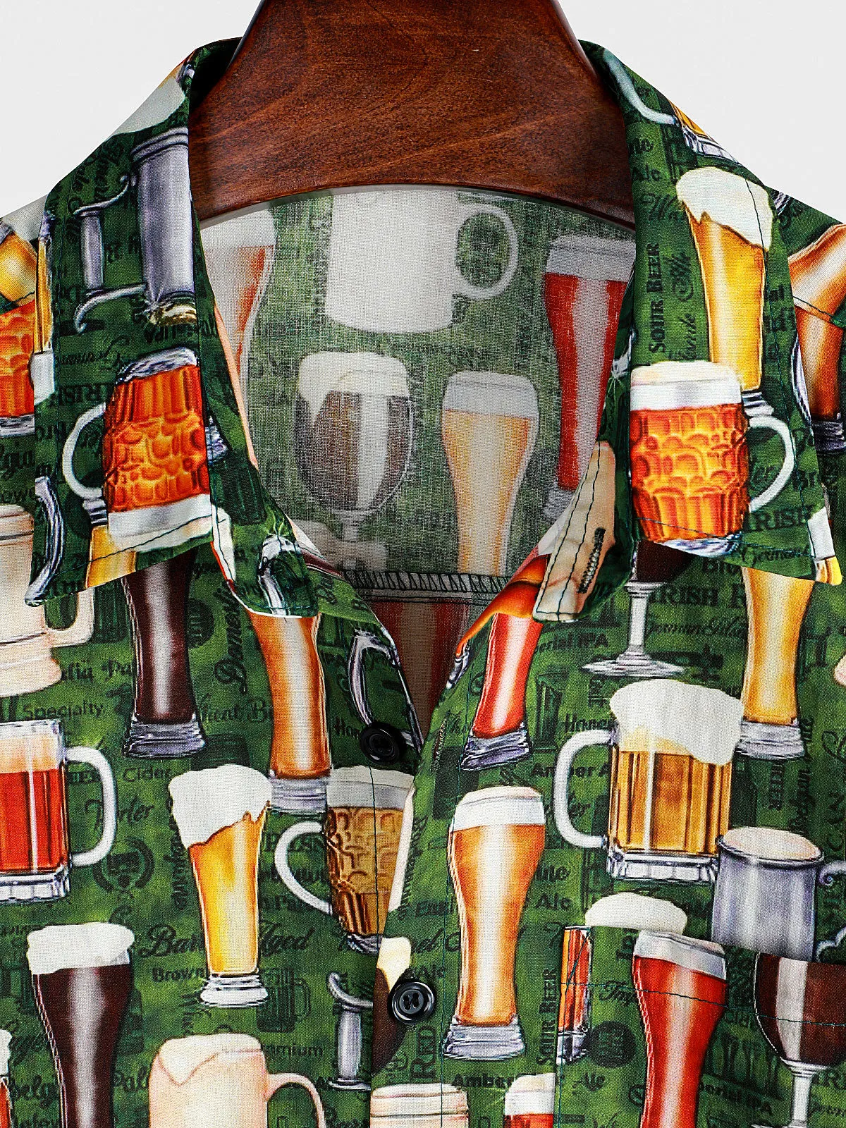Men's Casual Beer Vintage Button Up Short Sleeve Holiday Shirt
