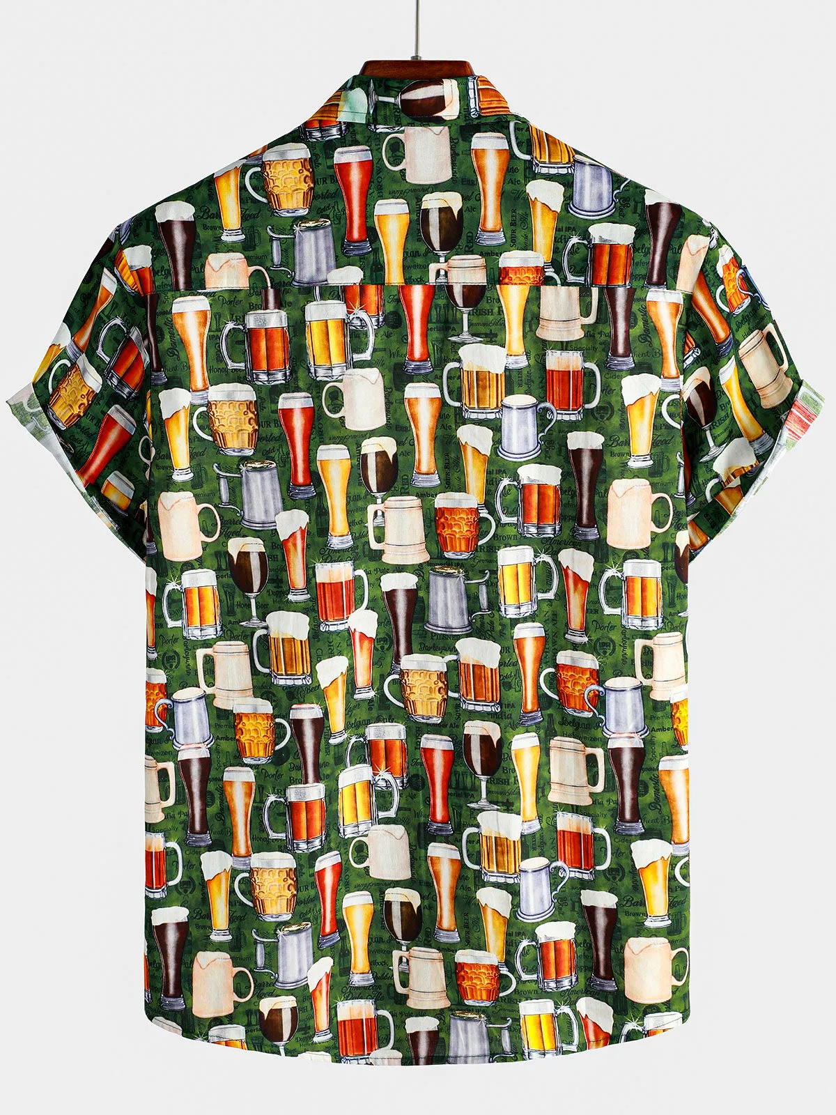Men's Casual Beer Vintage Button Up Short Sleeve Holiday Shirt