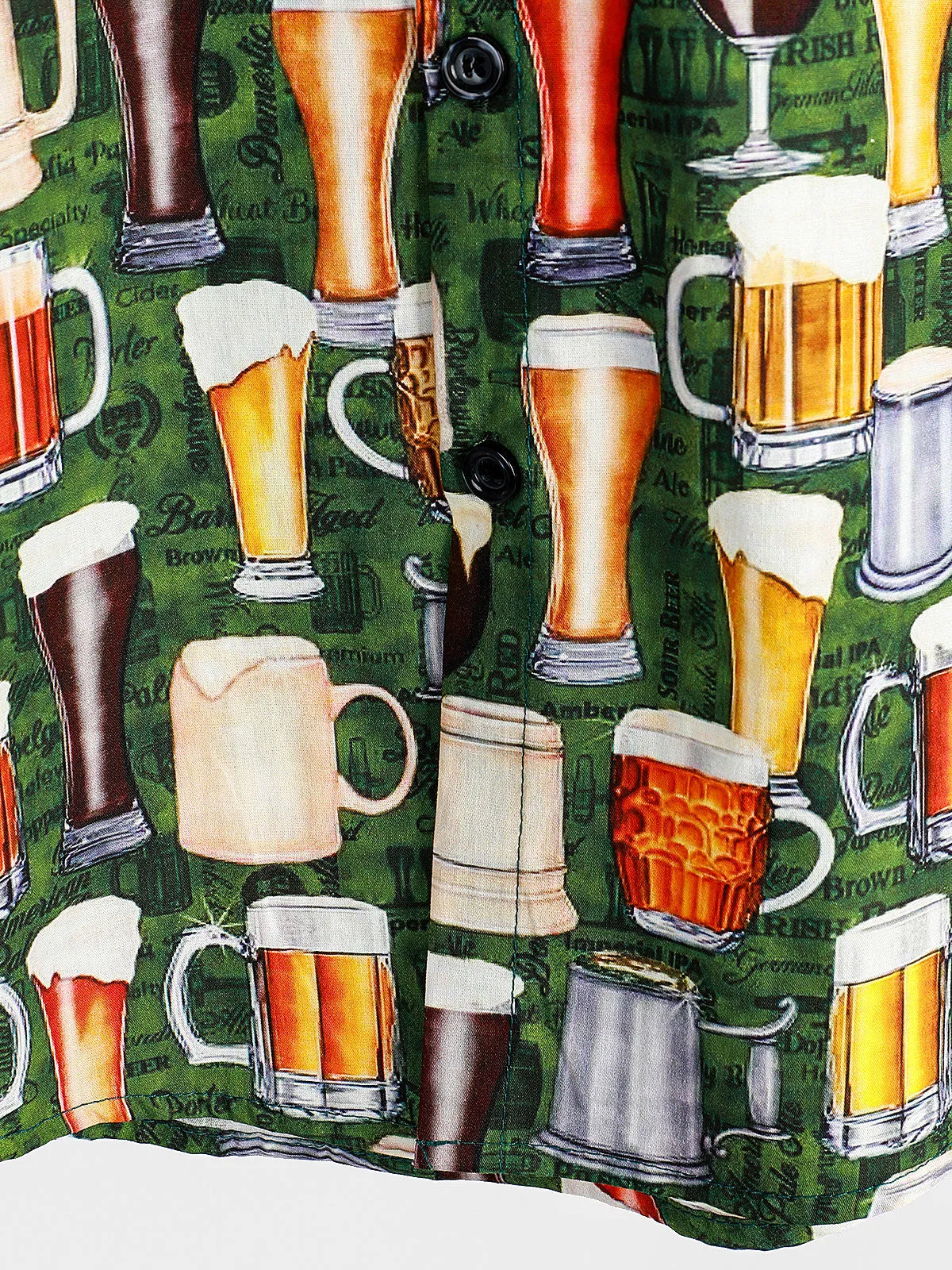 Men's Casual Beer Vintage Button Up Short Sleeve Holiday Shirt