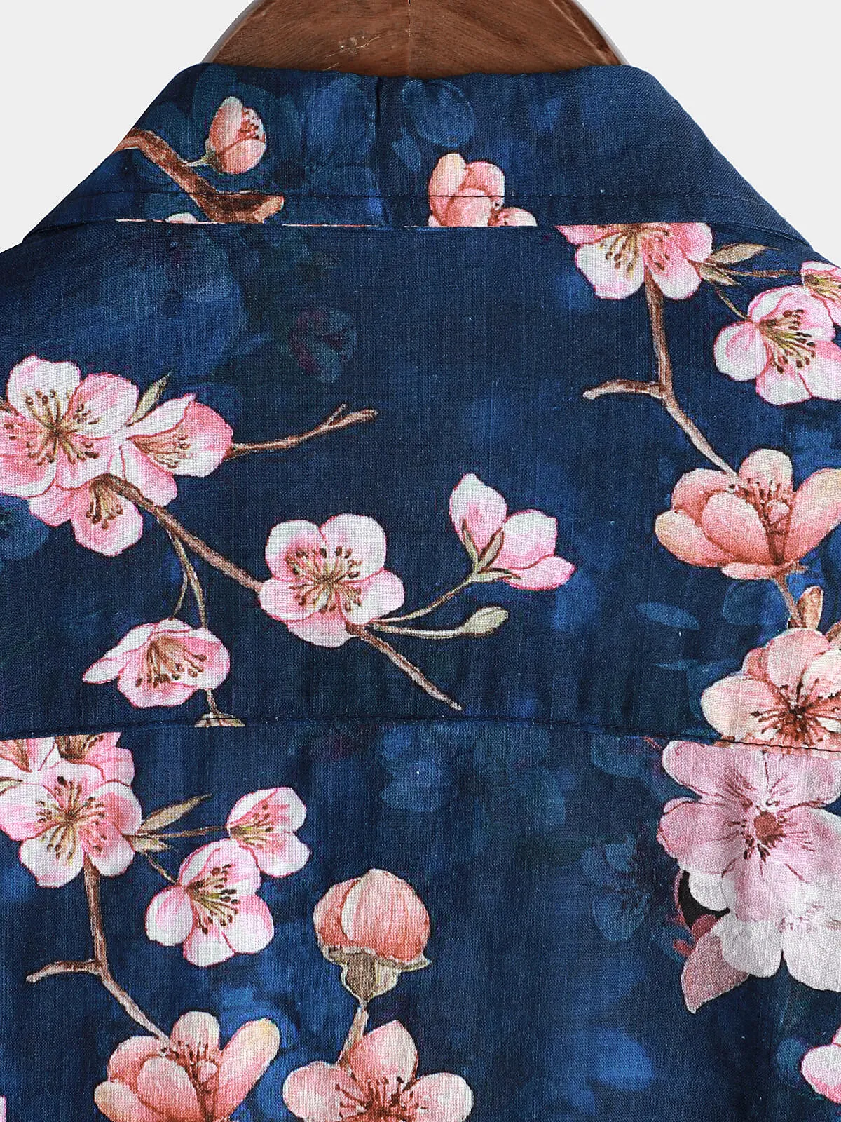 Men's Casual Cherry Blossoms Floral Holiday Beach Short Sleeve Button Up Shirt