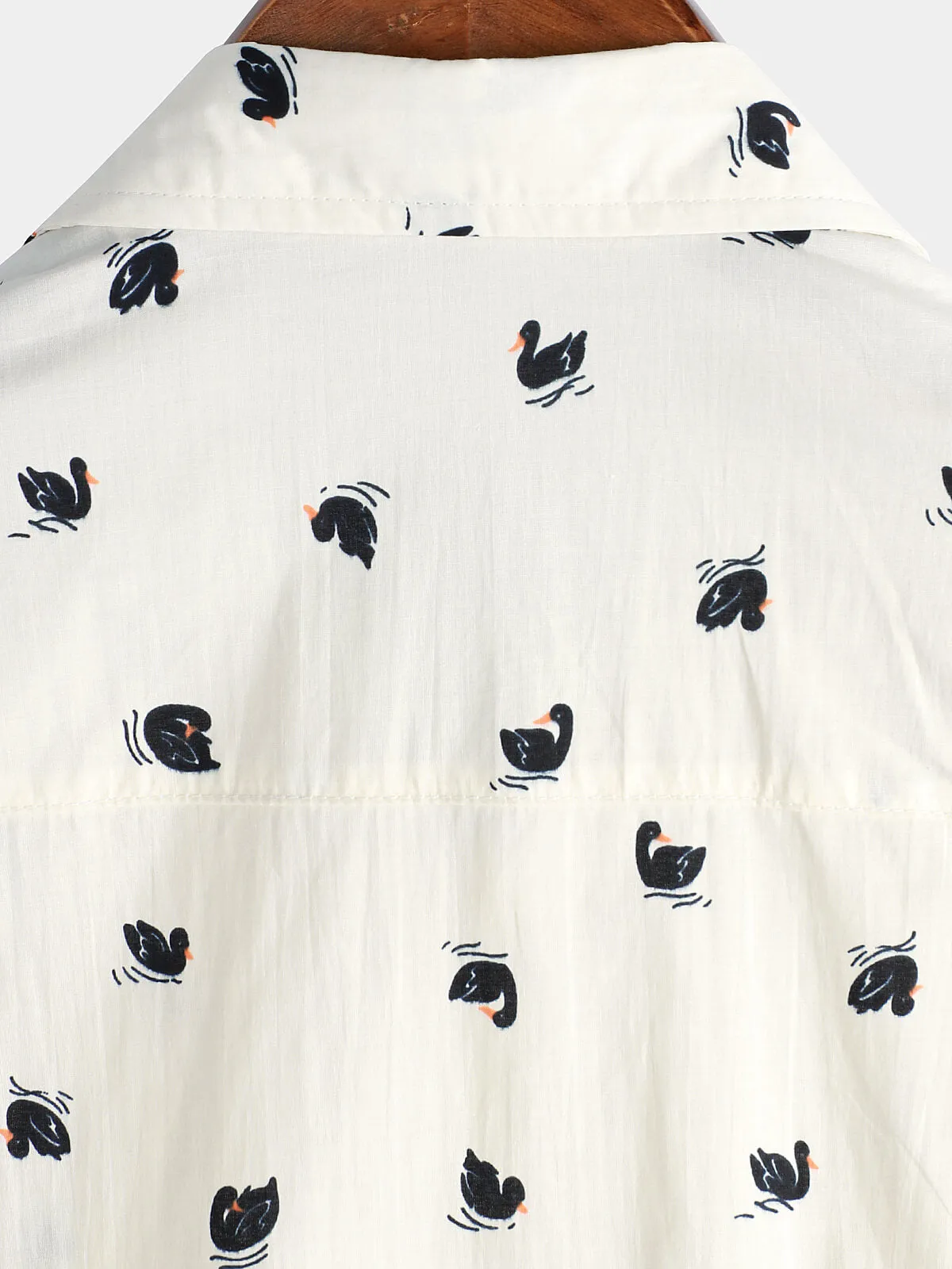 Men's Casual Swan Cotton Hawaiian Button Pocket Short Sleeve Shirt