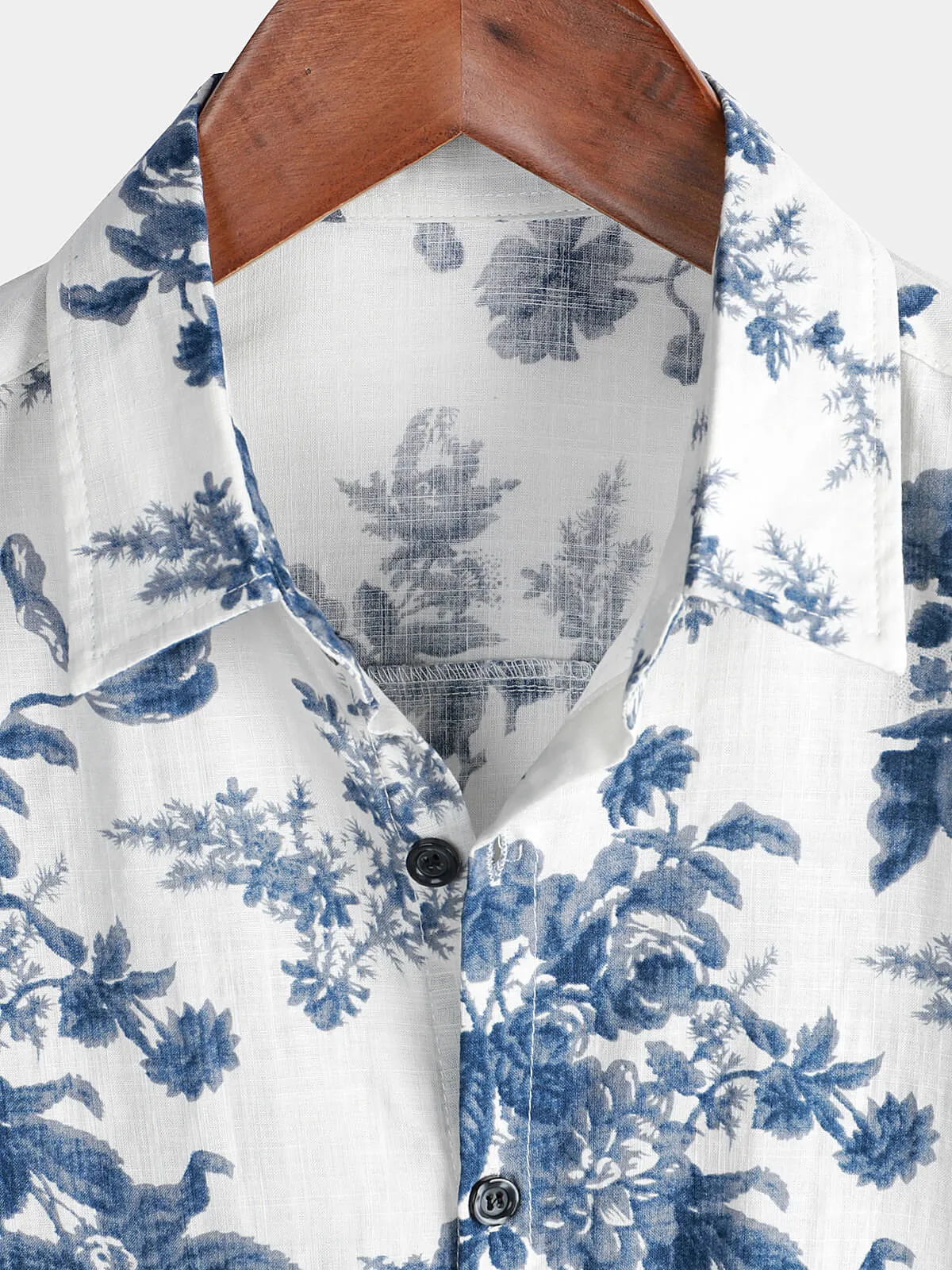 Men's Cotton Floral Button Up Holiday Summer Beach Hawaiian Shirt