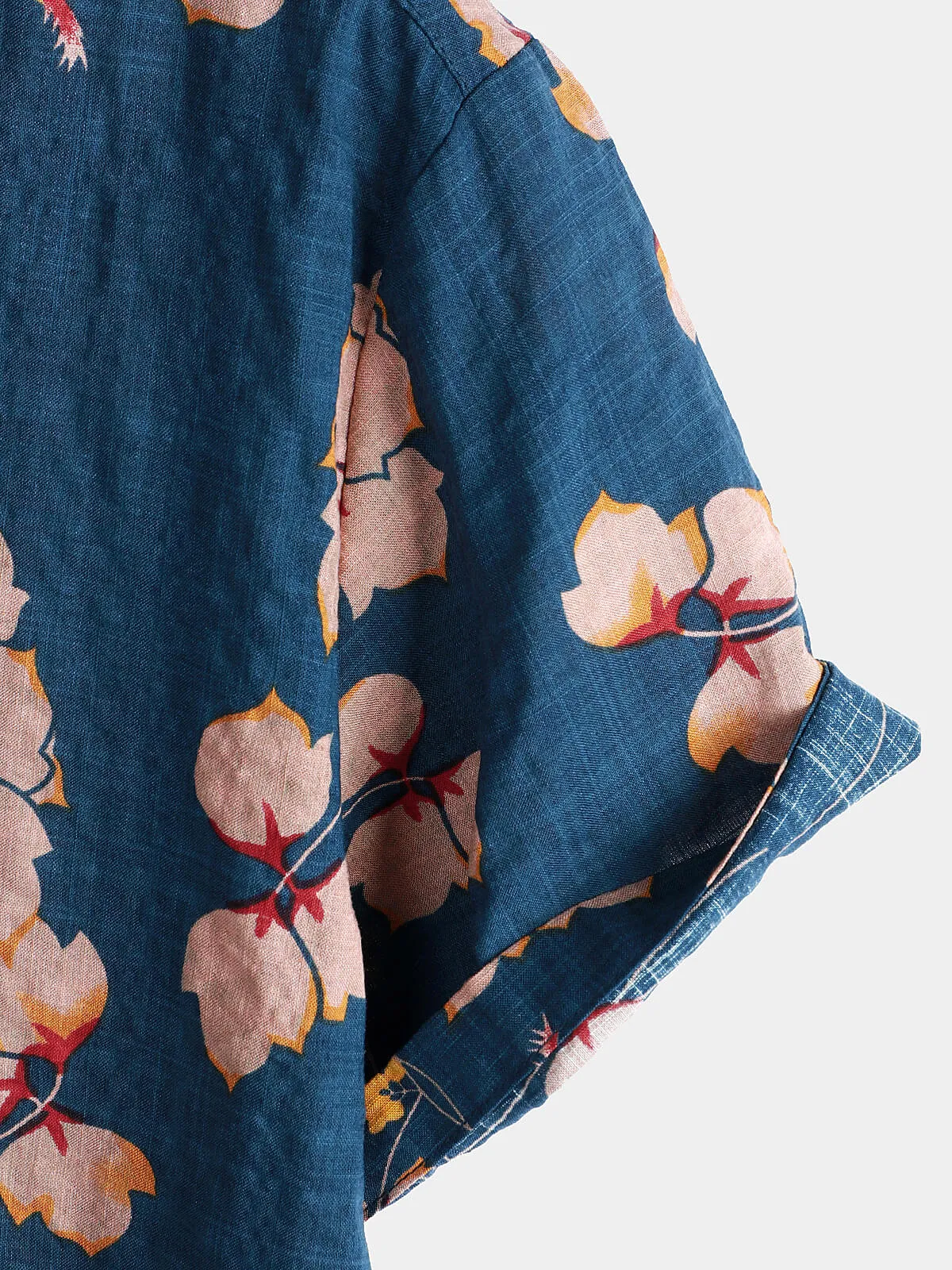 Men's Floral Button Up Cotton Summer Beach Hawaiian Shirt