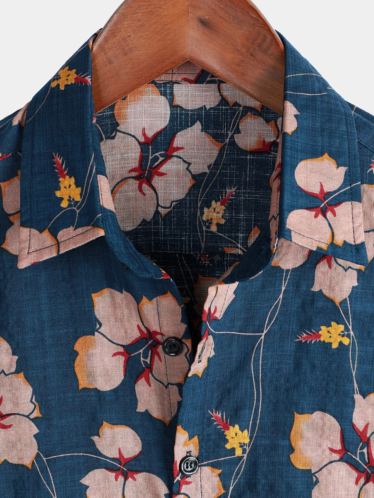 Men's Floral Button Up Cotton Summer Beach Hawaiian Shirt