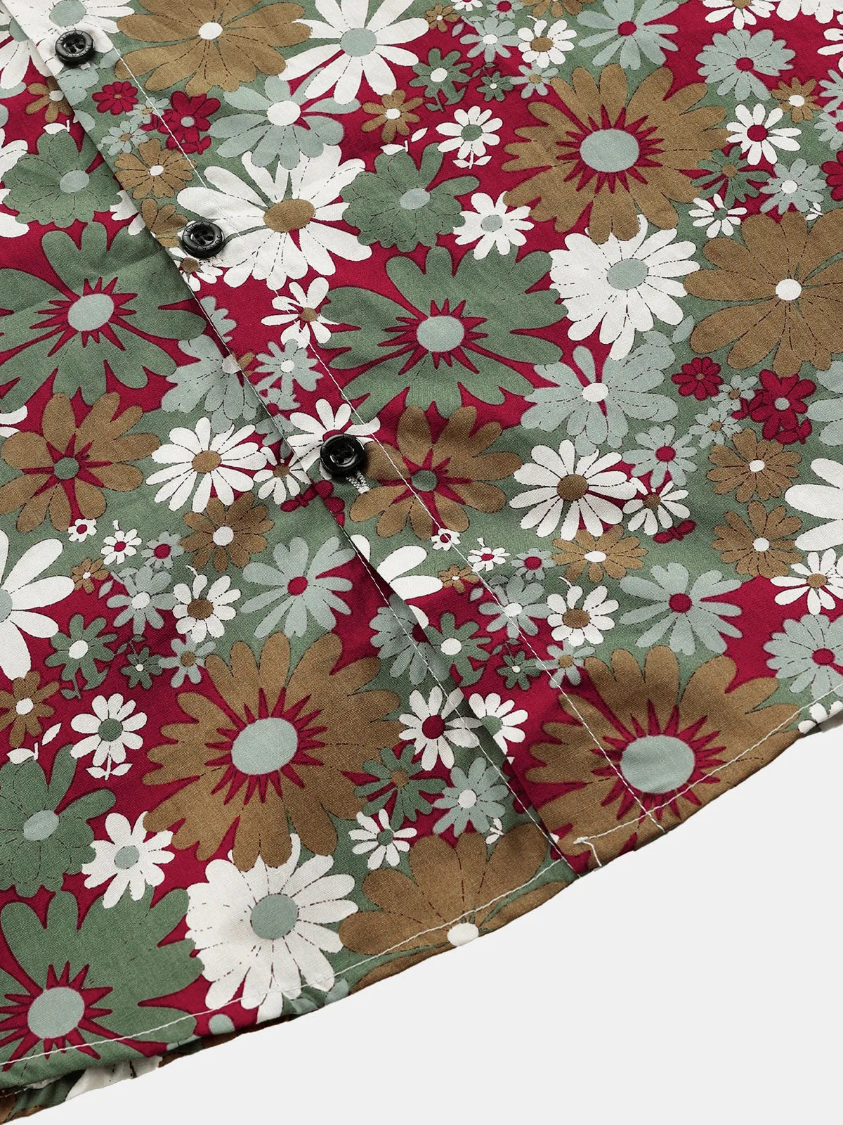 Men's Floral Casual Cotton Khaki Short Sleeve Hawaiian Shirt