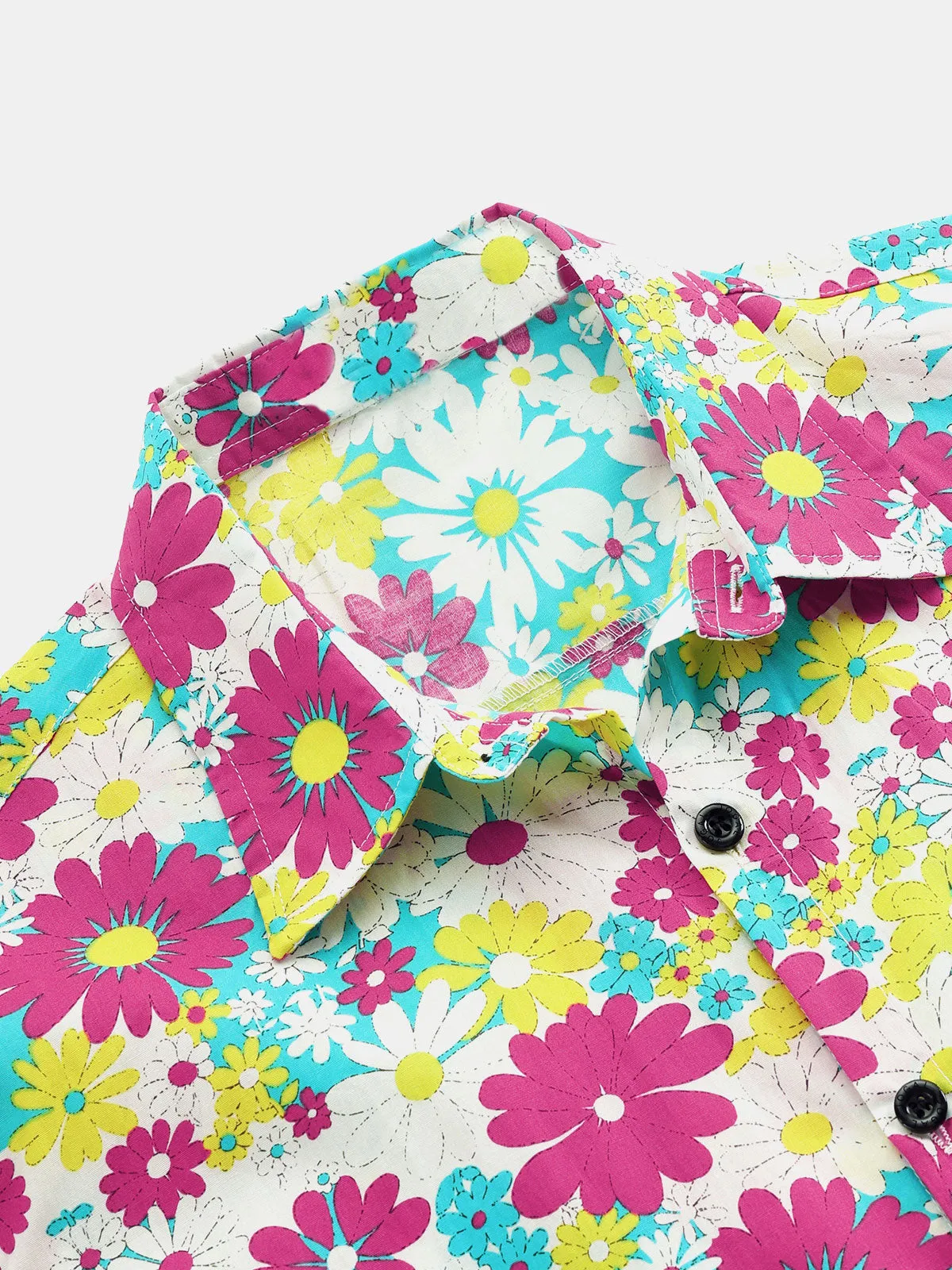 Men's Floral Casual Cotton Summer Beach Short Sleeve Hawaiian Shirt