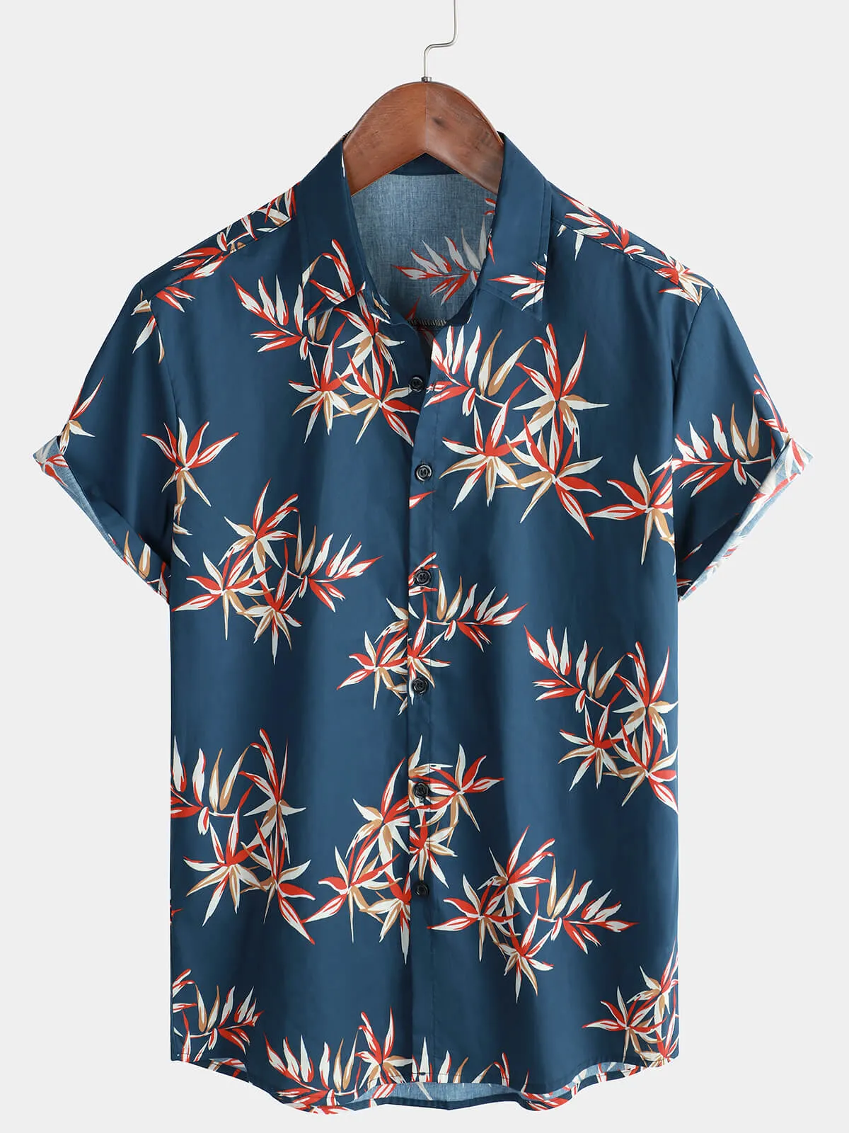 Men's Floral Hawaiian Holiday Casual Summer Short Sleeve Button Up Shirt