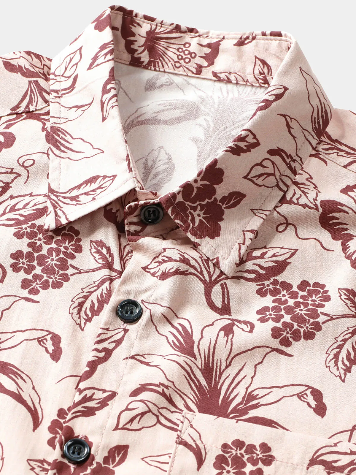 Men's Floral Pink Hawaiian Holiday Short Sleeve Shirt