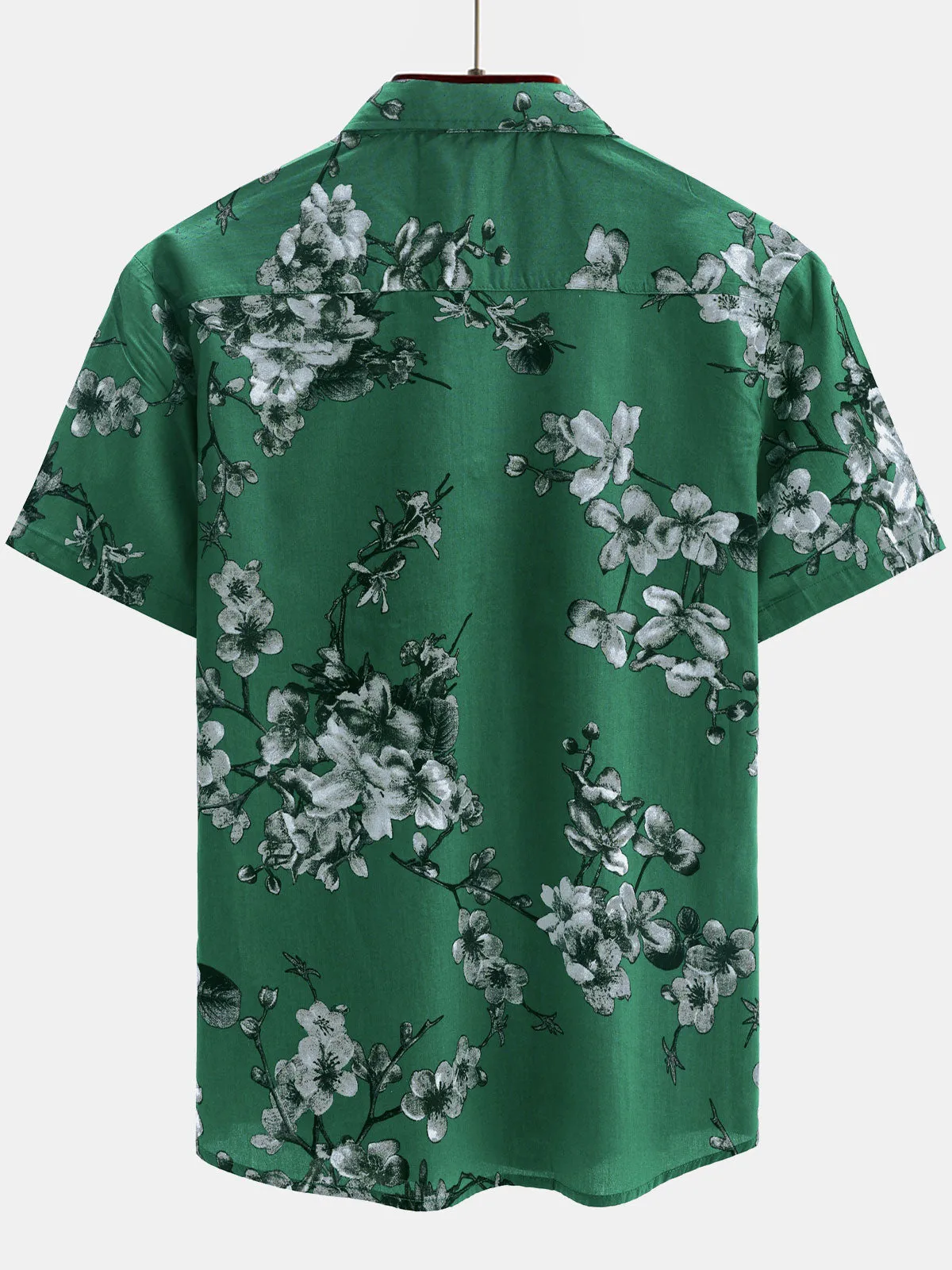 Men's Floral Summer Beach Cotton Short Sleeve Shirt