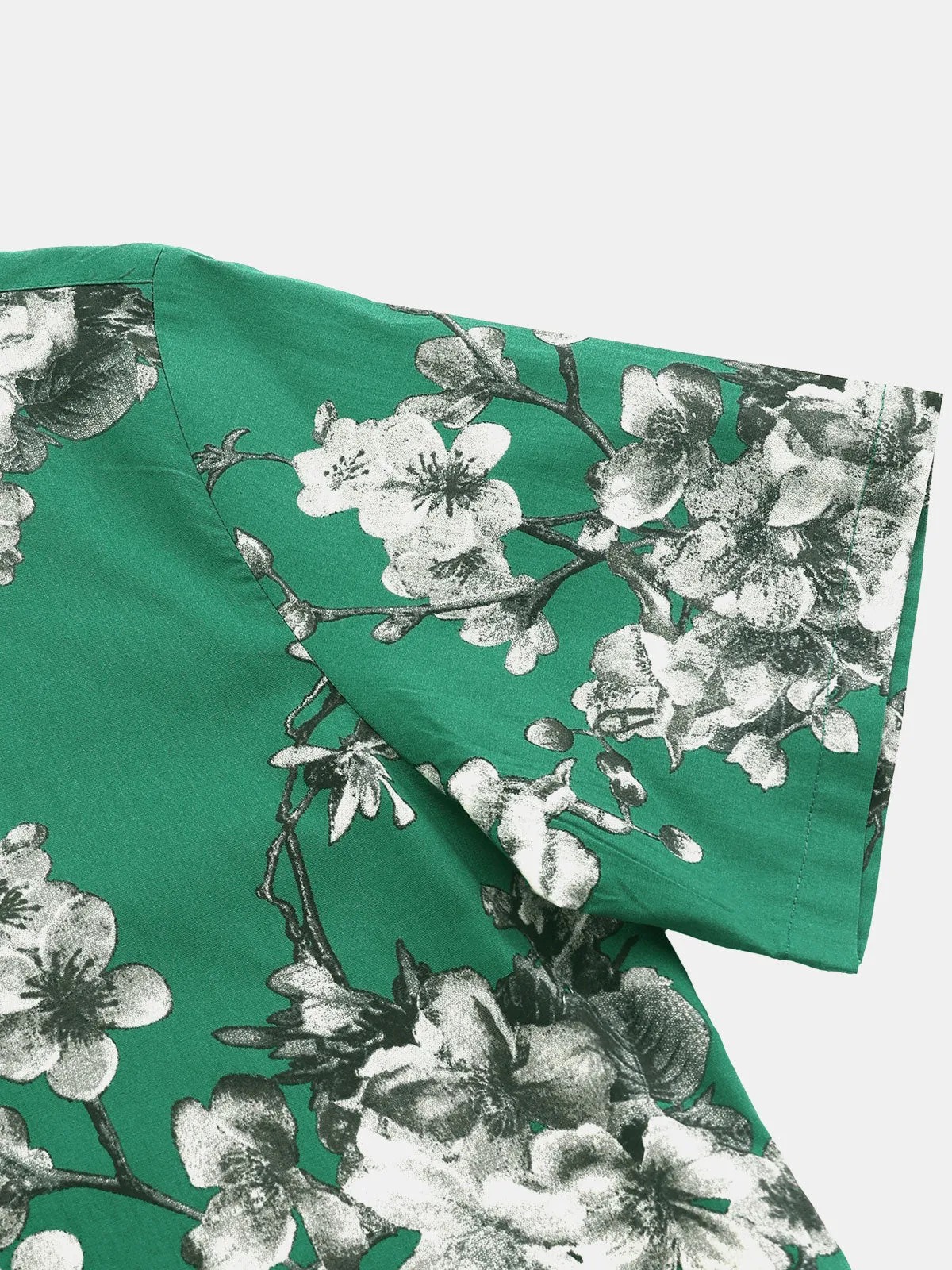 Men's Floral Summer Beach Cotton Short Sleeve Shirt