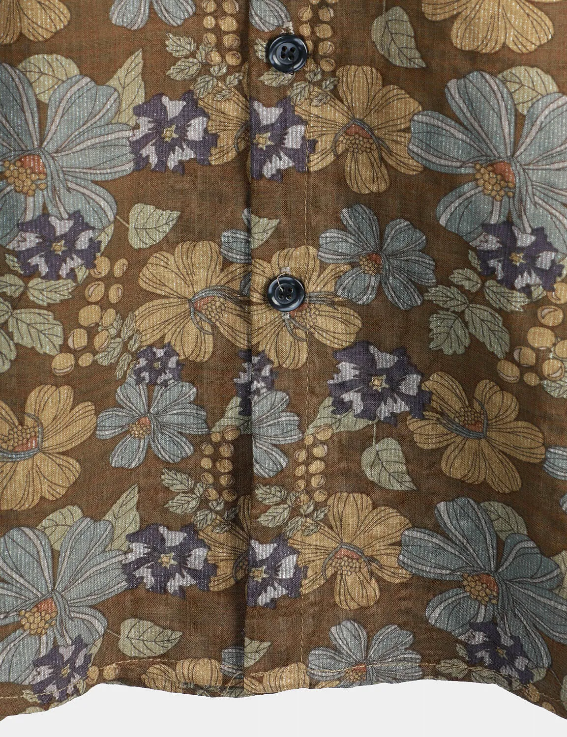 Men's Grey Floral Hawaiian Vintage Beach Button Up Summer Shirt