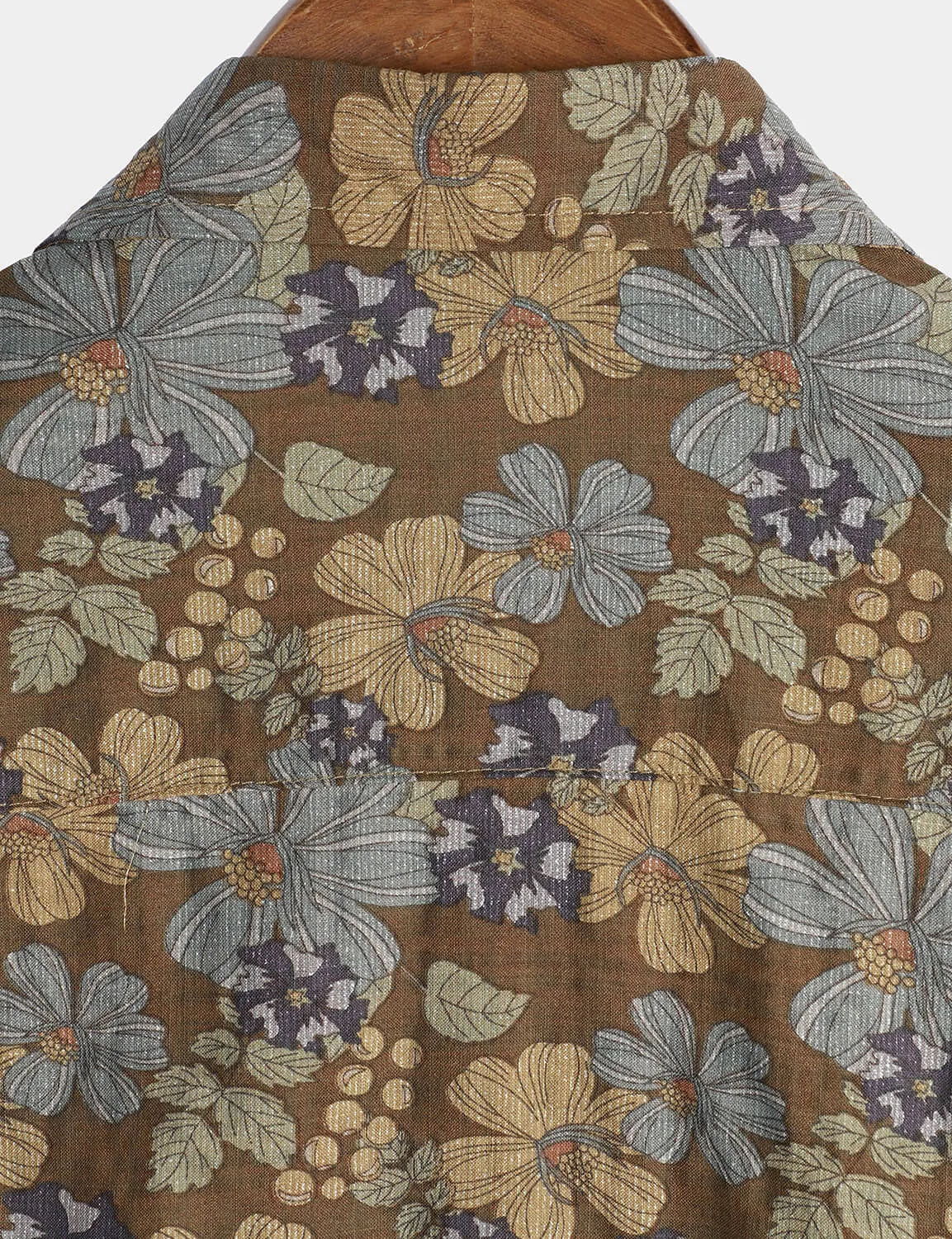 Men's Grey Floral Hawaiian Vintage Beach Button Up Summer Shirt