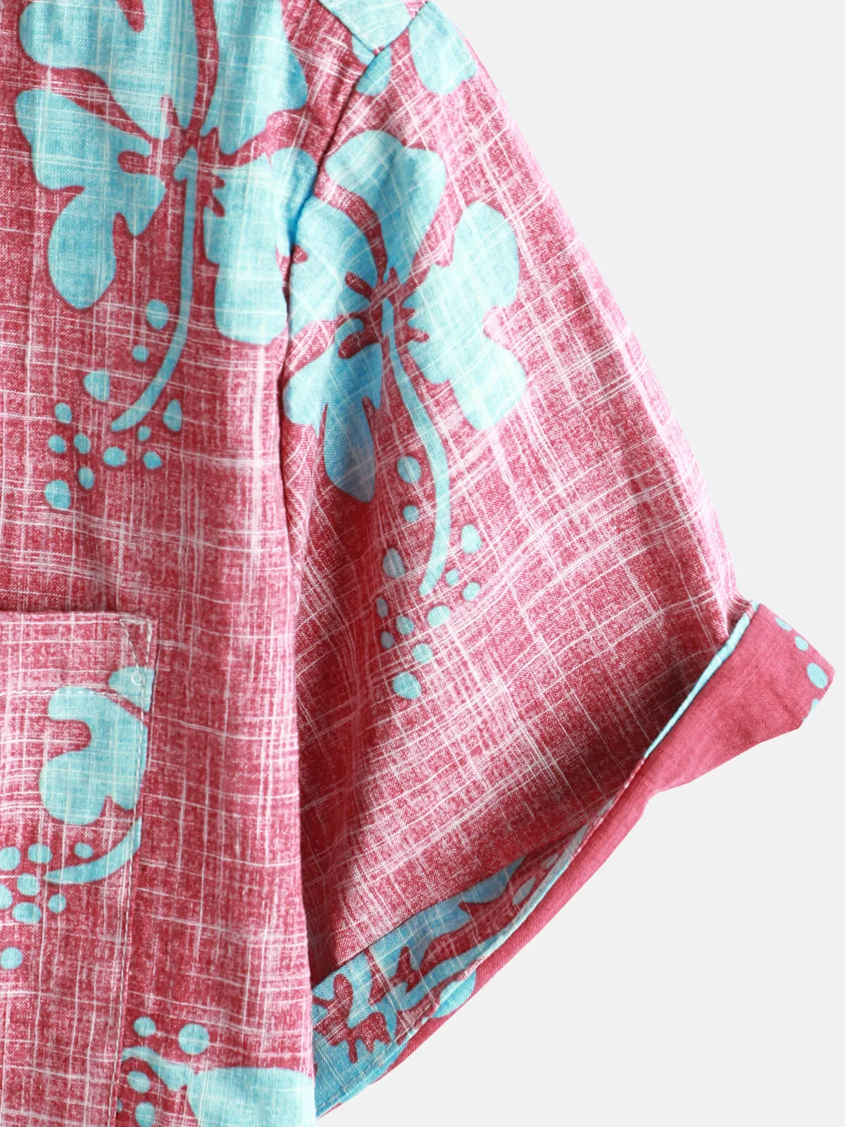 Men's Red Floral Vintage Short Sleeve Button Up Beach Tropical Hawaiian Shirt