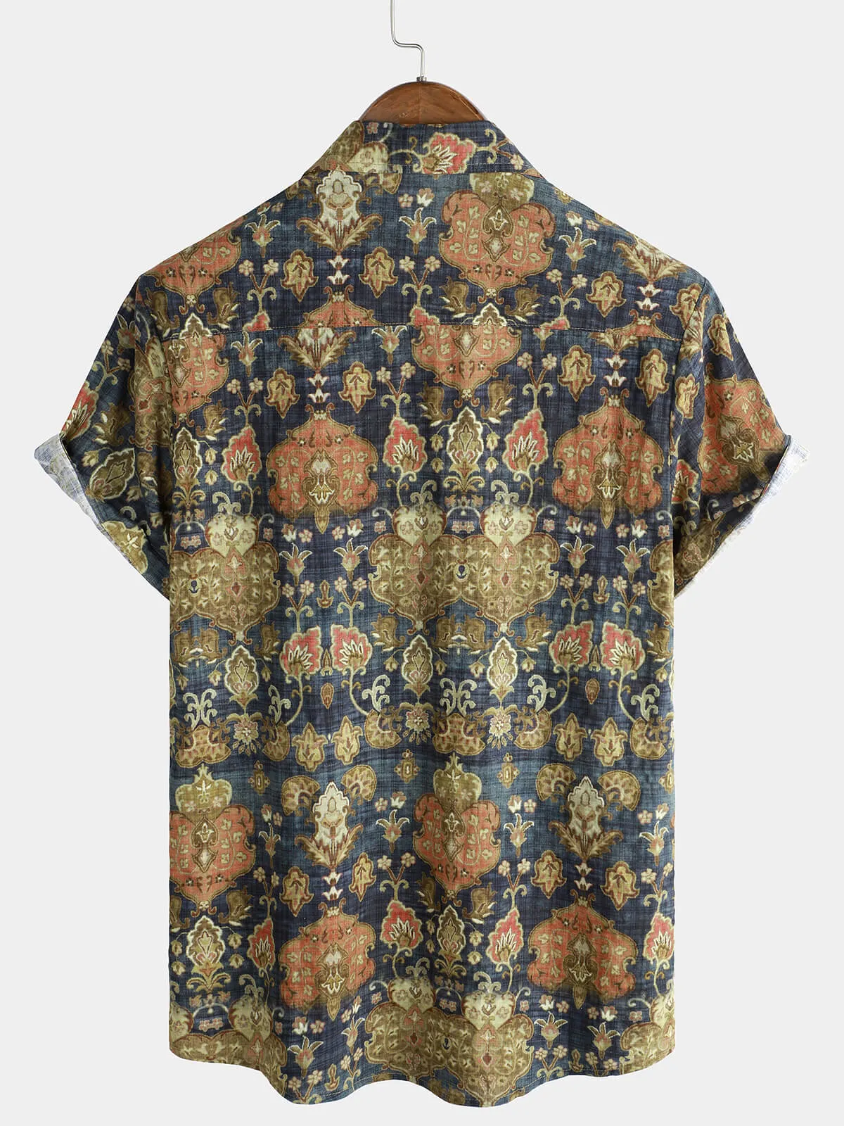 Men's Retro Cotton Holiday Short Sleeve Holiday Shirt