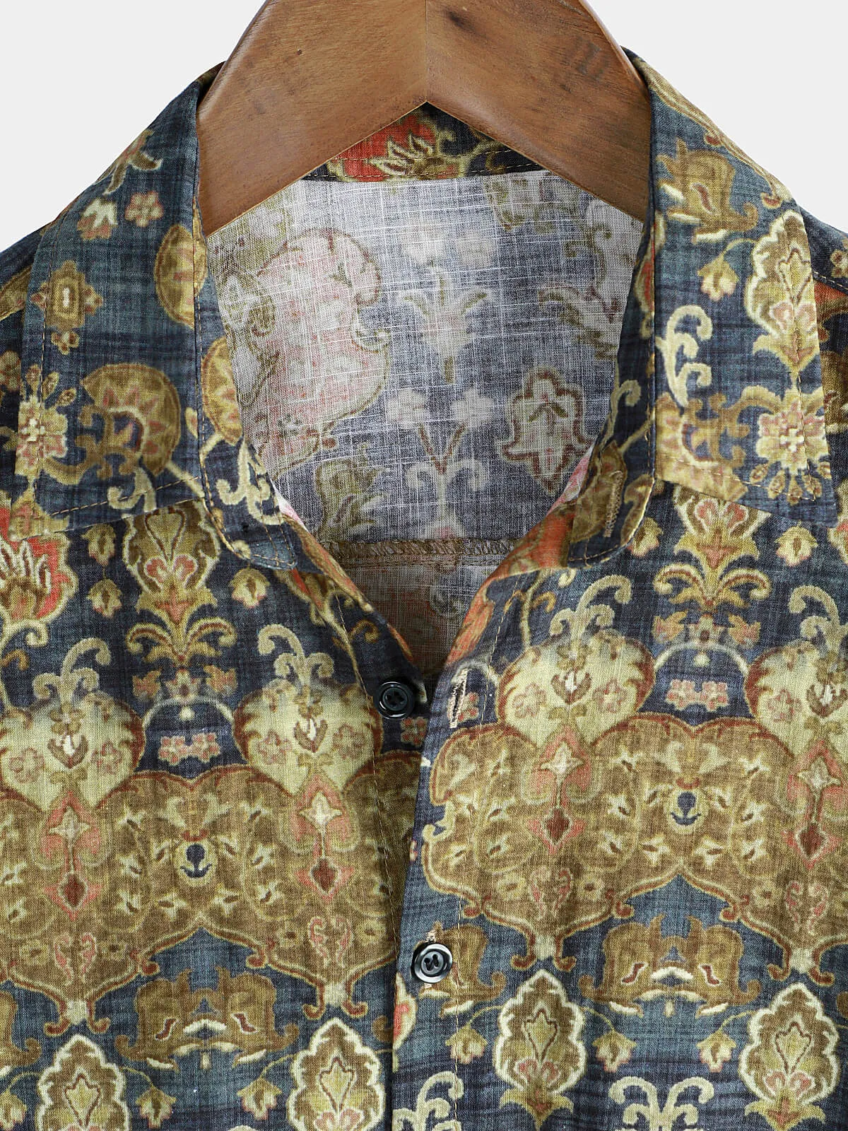 Men's Retro Cotton Holiday Short Sleeve Holiday Shirt
