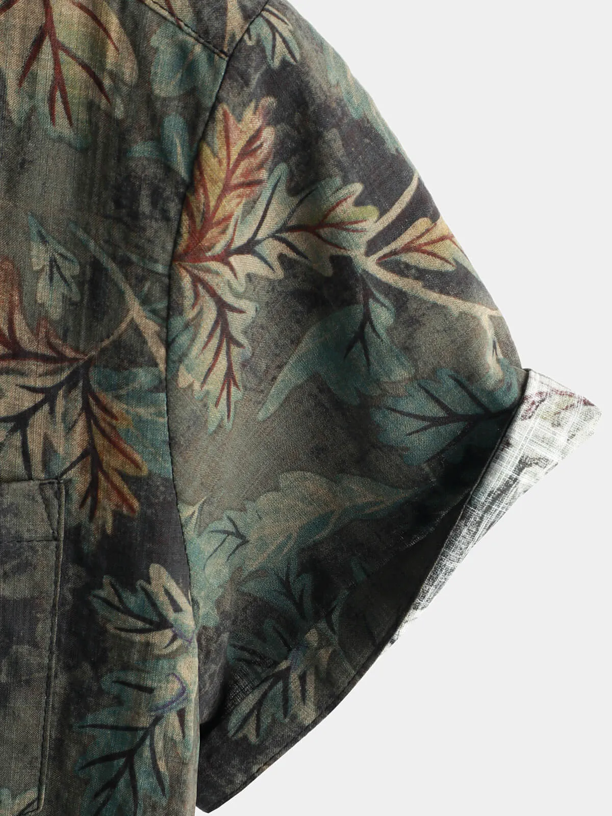 Men's Retro Leaf Short Sleeve Hawaiian Beach Shirt