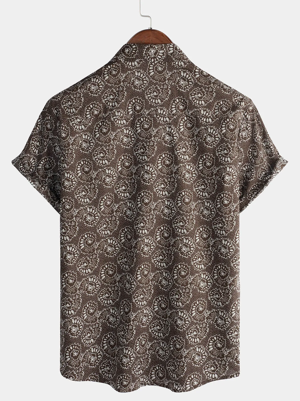 Men's Short Sleeve Button Up Cotton Shell Summer Retro Shirt