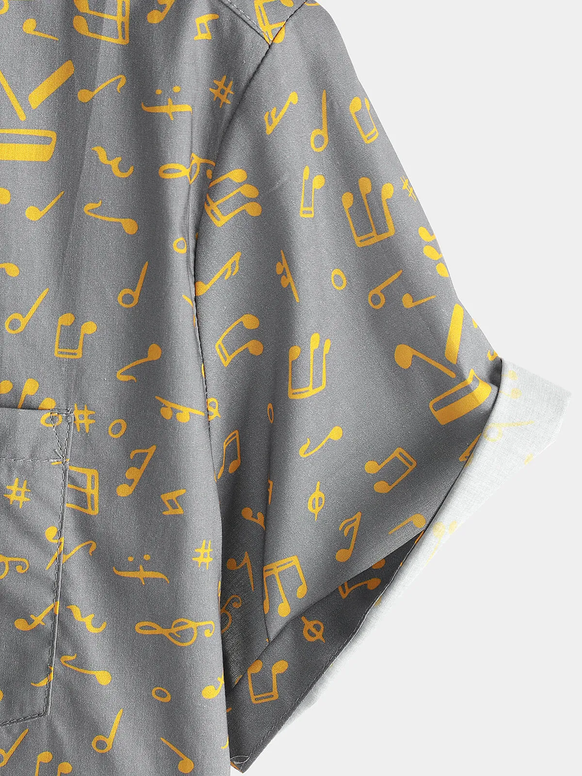 Men's Short Sleeve Holiday Summer Music Festival Funny Button Up Cotton Shirt