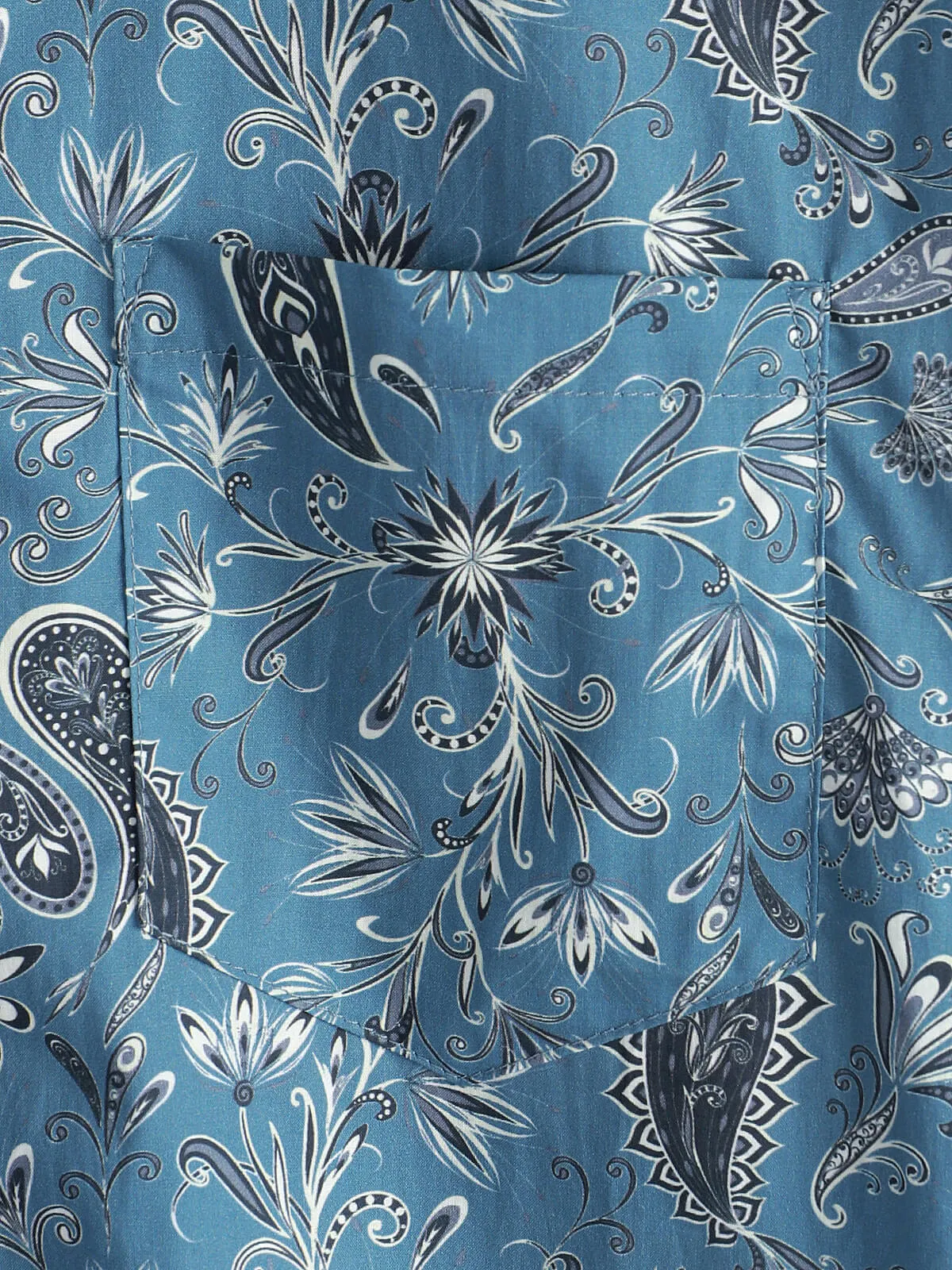 Men's Short Sleeve Holiday Summer Paisley Floral Button Up Hawaiian Shirt
