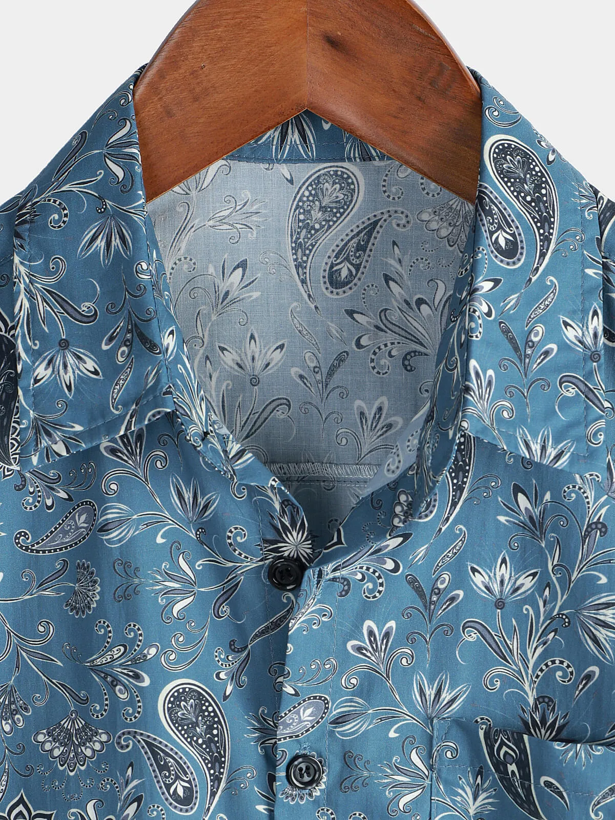 Men's Short Sleeve Holiday Summer Paisley Floral Button Up Hawaiian Shirt