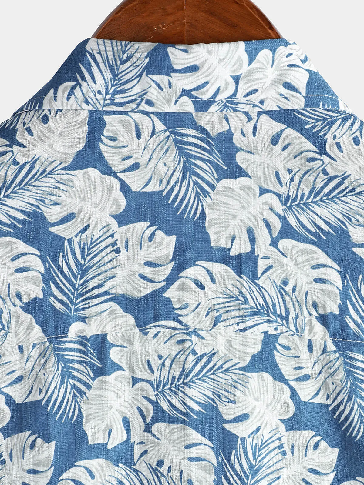 Men's Summer Blue Tropical Print Holiday Button Up Hawaiian Short Sleeve Shirt