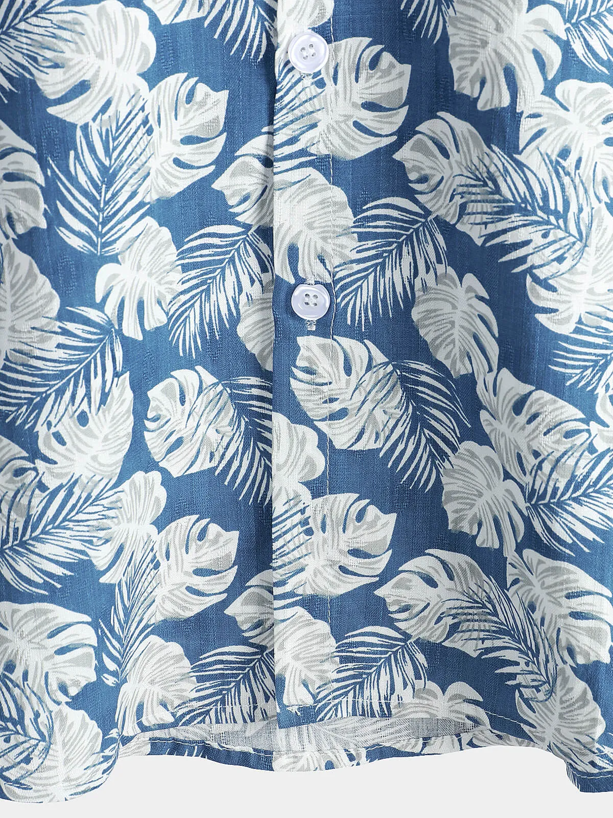 Men's Summer Blue Tropical Print Holiday Button Up Hawaiian Short Sleeve Shirt