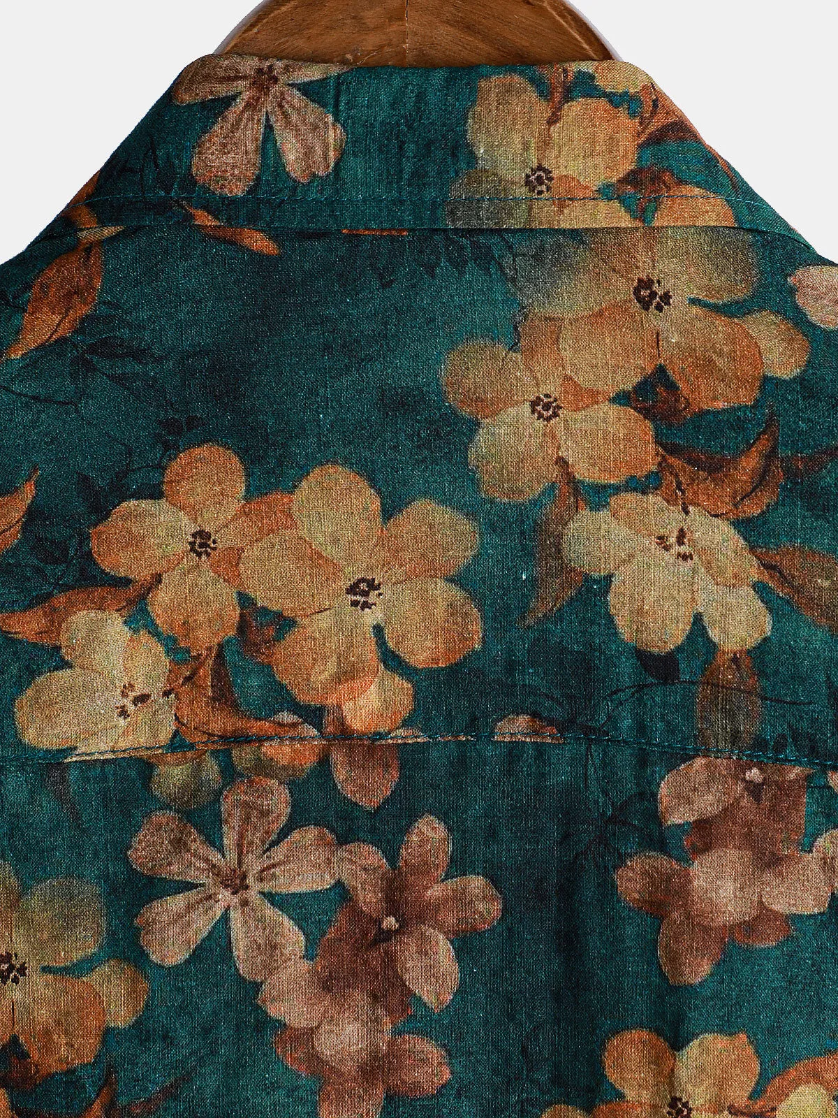 Men's Summer Floral Green Short Sleeve Button Up Shirt