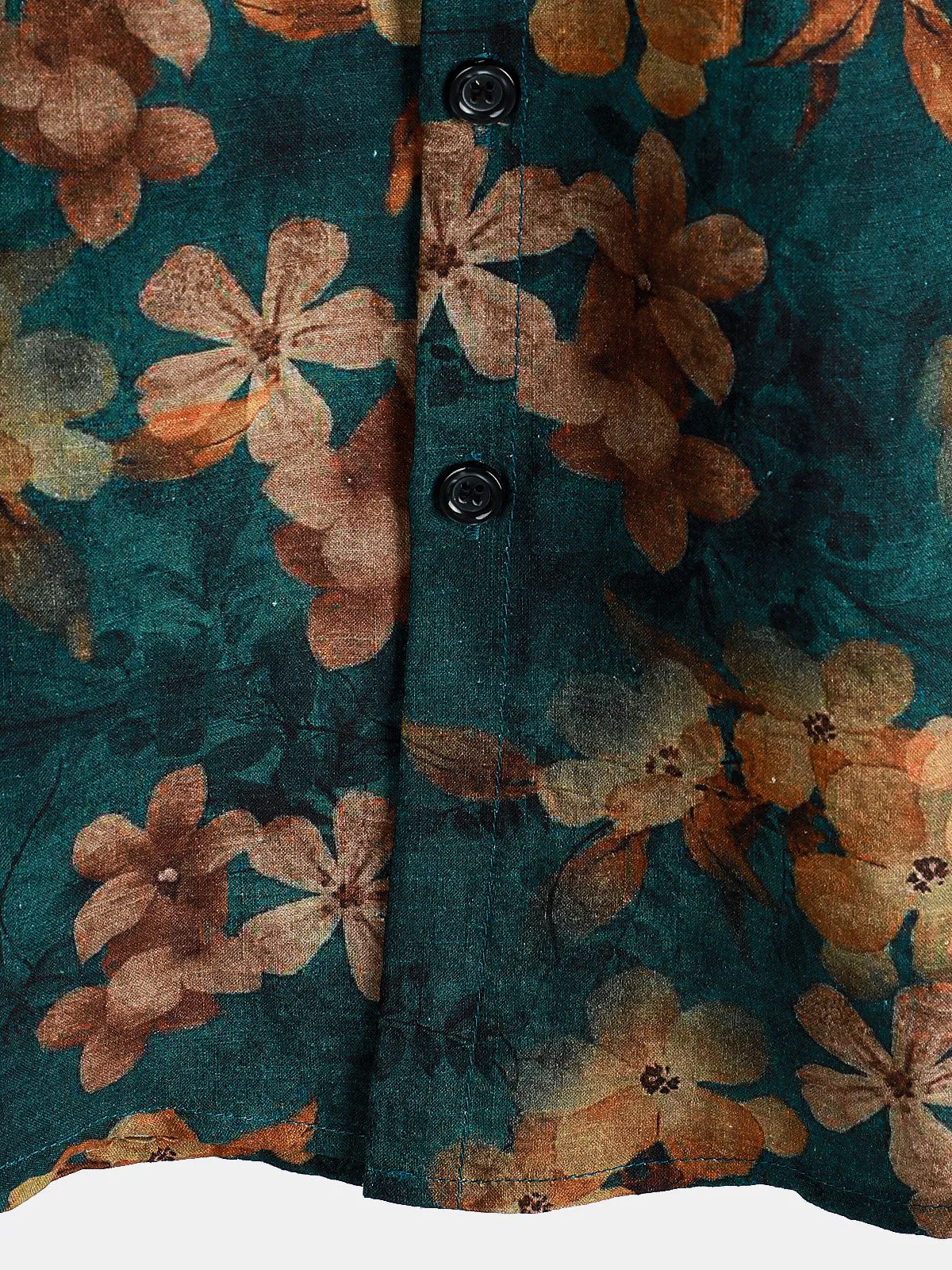 Men's Summer Floral Green Short Sleeve Button Up Shirt