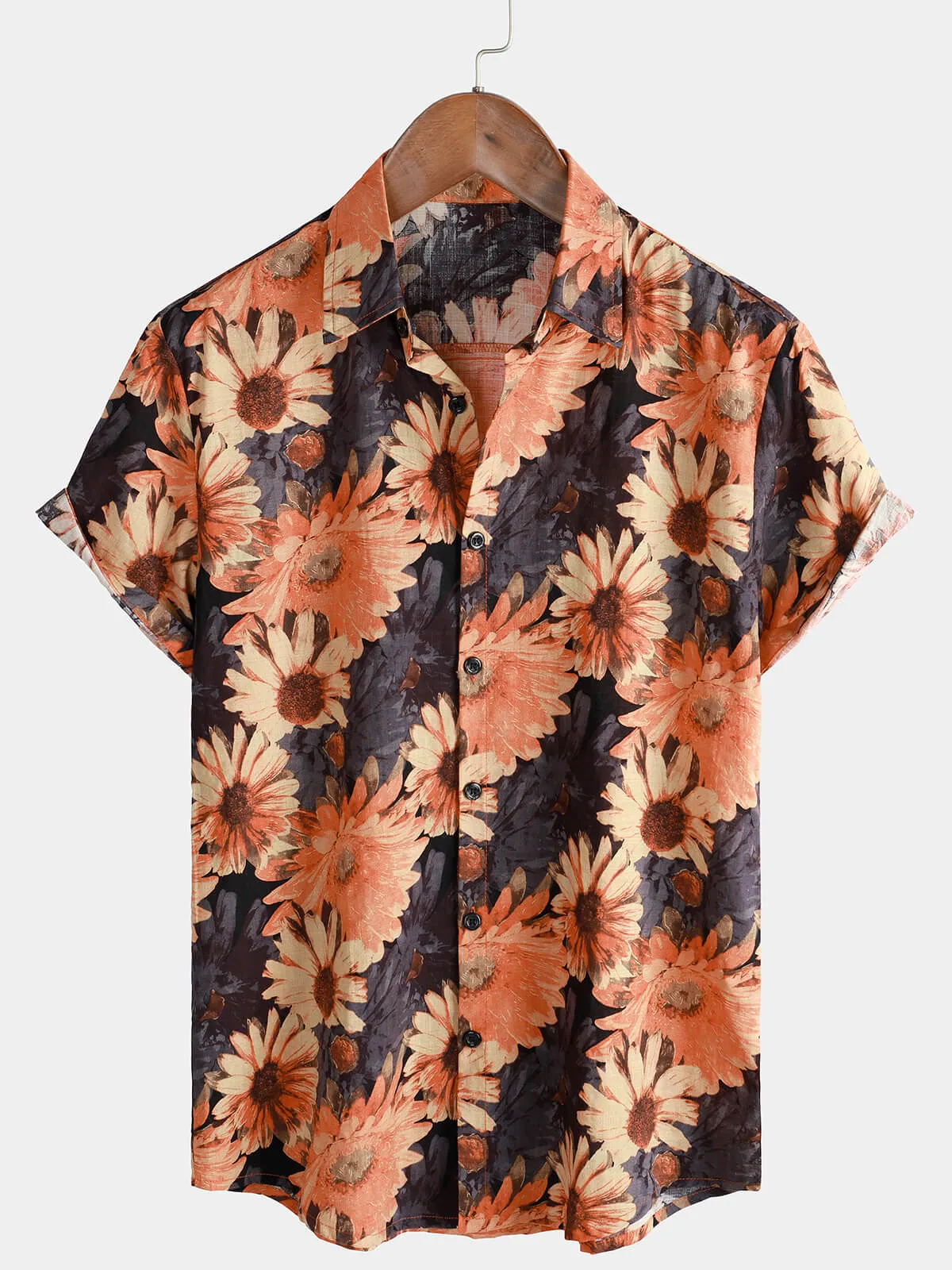 Men's Vintage Daisy Holiday Short Sleeve Hawaiian Shirt