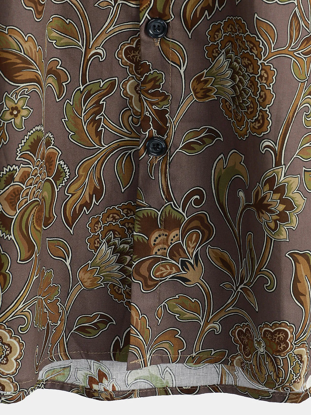 Men's Vintage Floral Holiday Casual Brown Short Sleeve Button Up Shirt