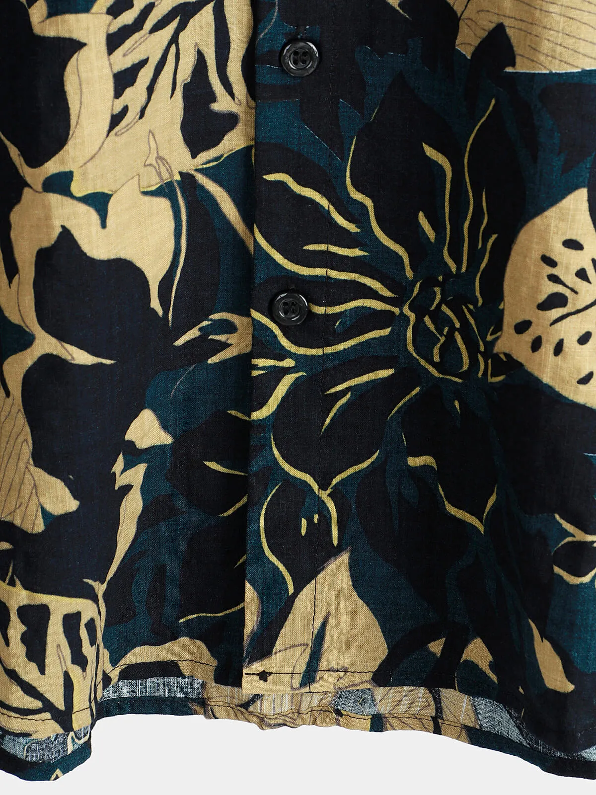 Men's Vintage Floral Leaf  Print Pocket Summer Short Sleeve Lapel Shirt