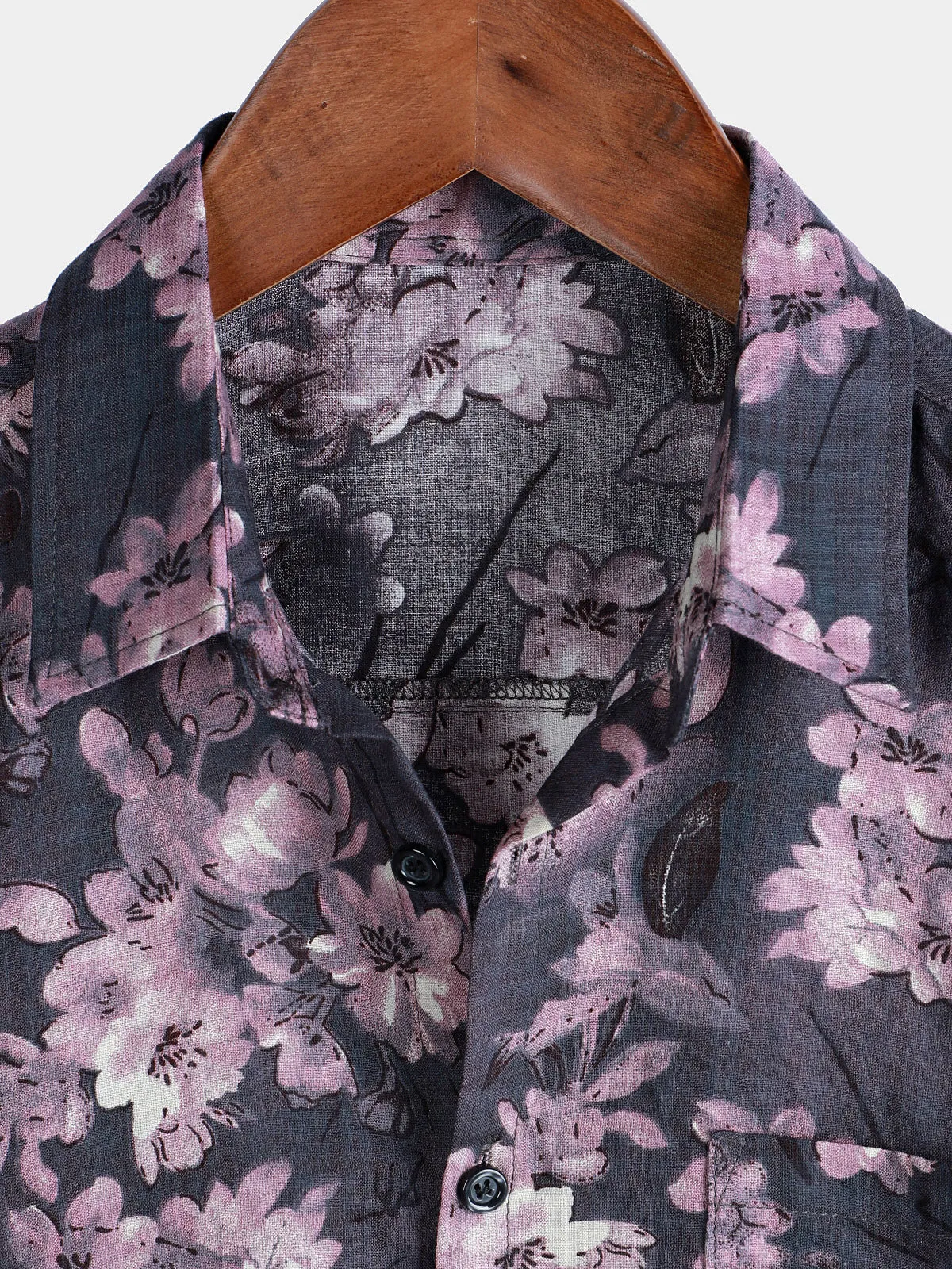 Men's Vintage Floral Print Button Short Sleeve Shirt