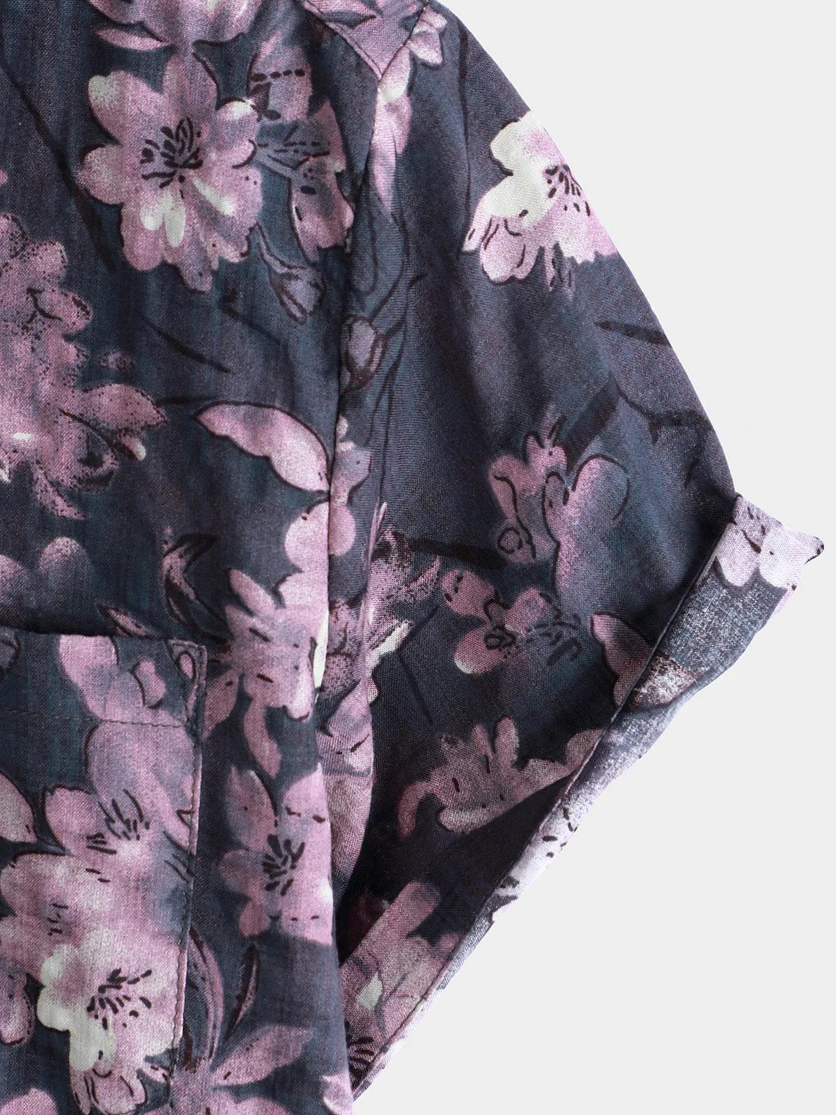 Men's Vintage Floral Print Button Short Sleeve Shirt