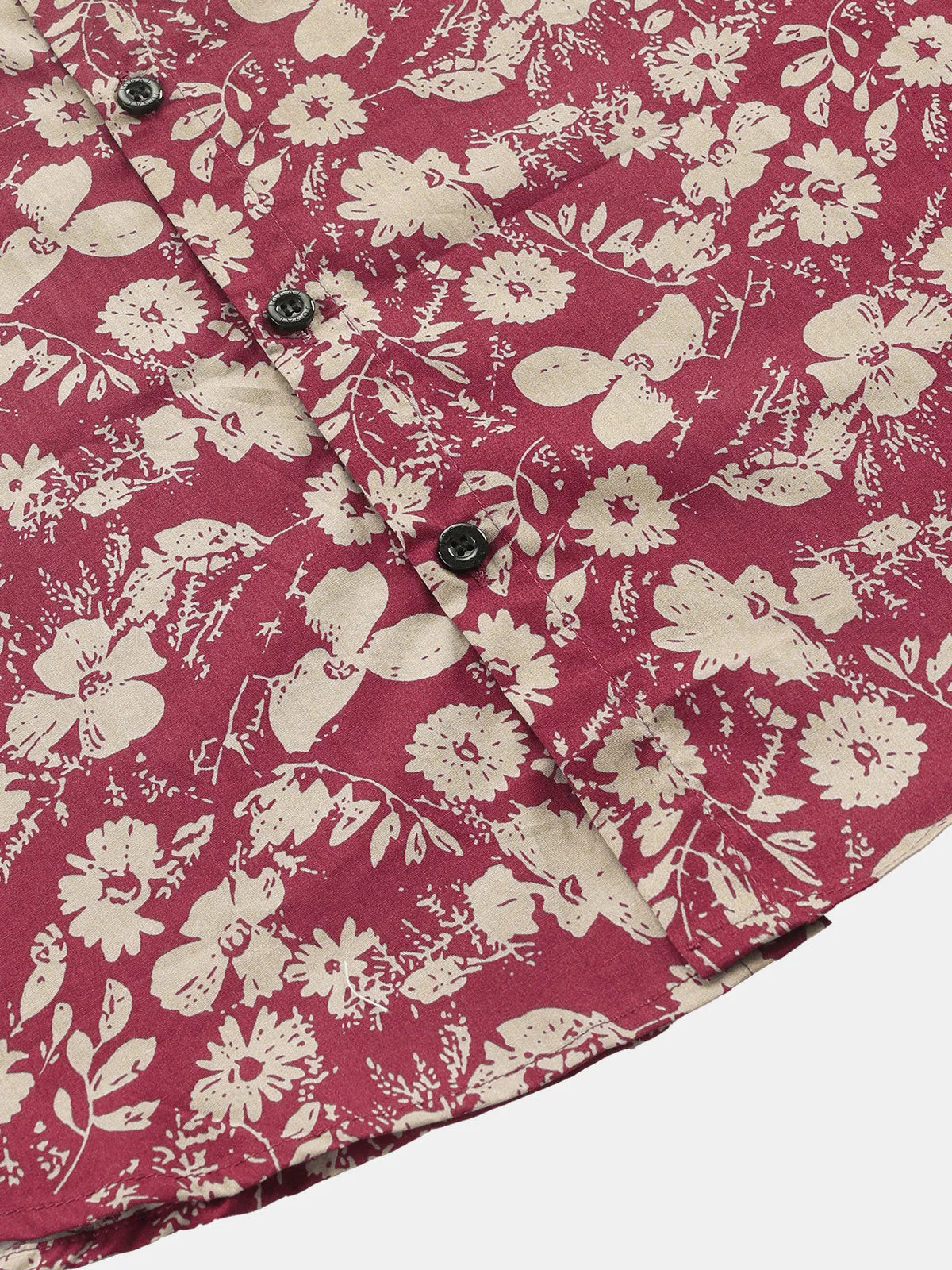 Men's Vintage Floral Red Holiday Short Sleeve Shirt