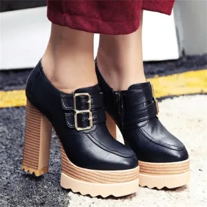 Microfiber High Heel Round Toe Leisure Shoes