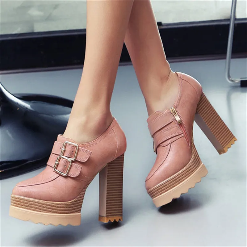 Microfiber High Heel Round Toe Leisure Shoes