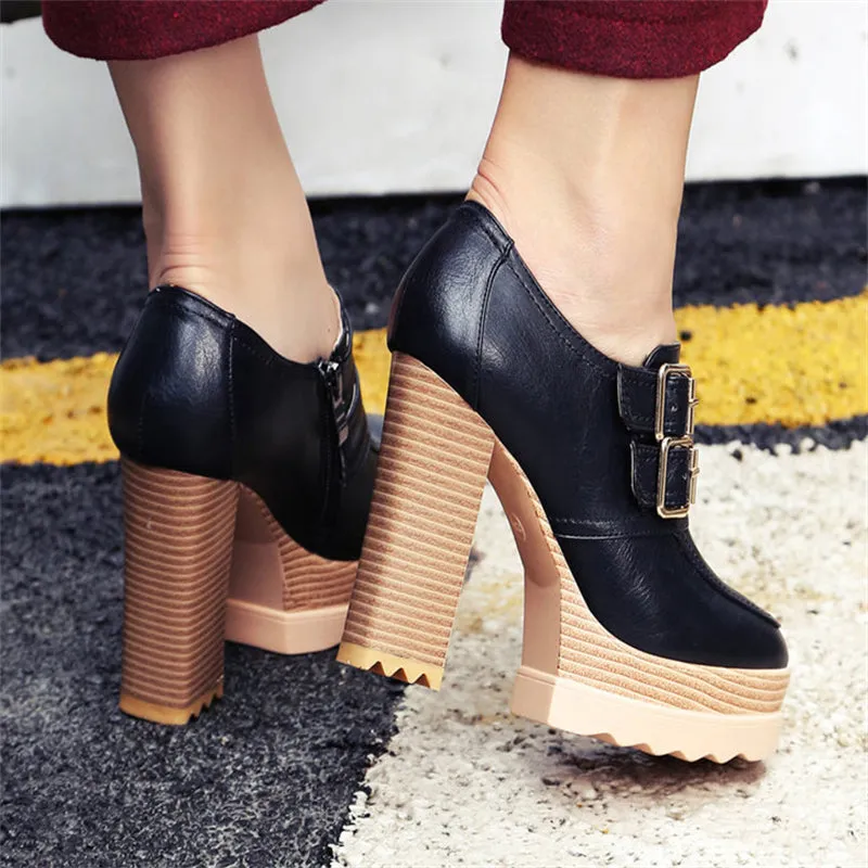 Microfiber High Heel Round Toe Leisure Shoes