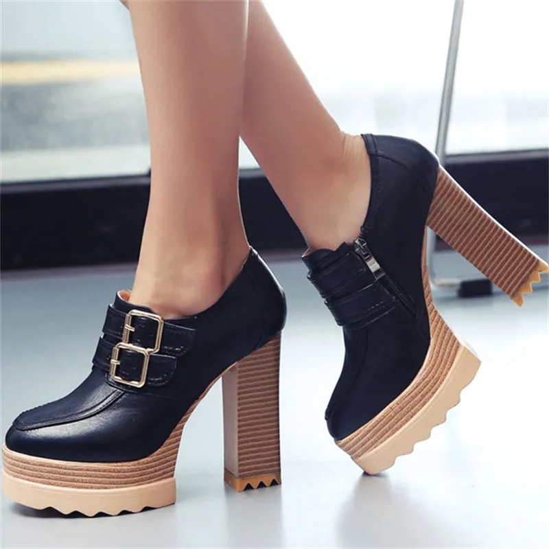 Microfiber High Heel Round Toe Leisure Shoes