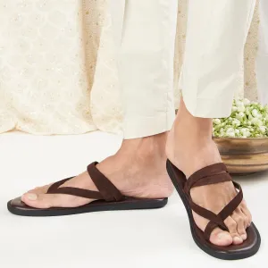 Milan Brown Suede Slippers For Men
