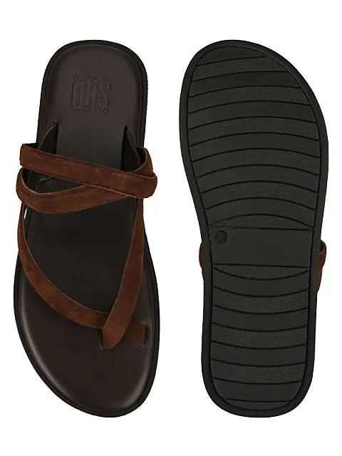 Milan Brown Suede Slippers For Men