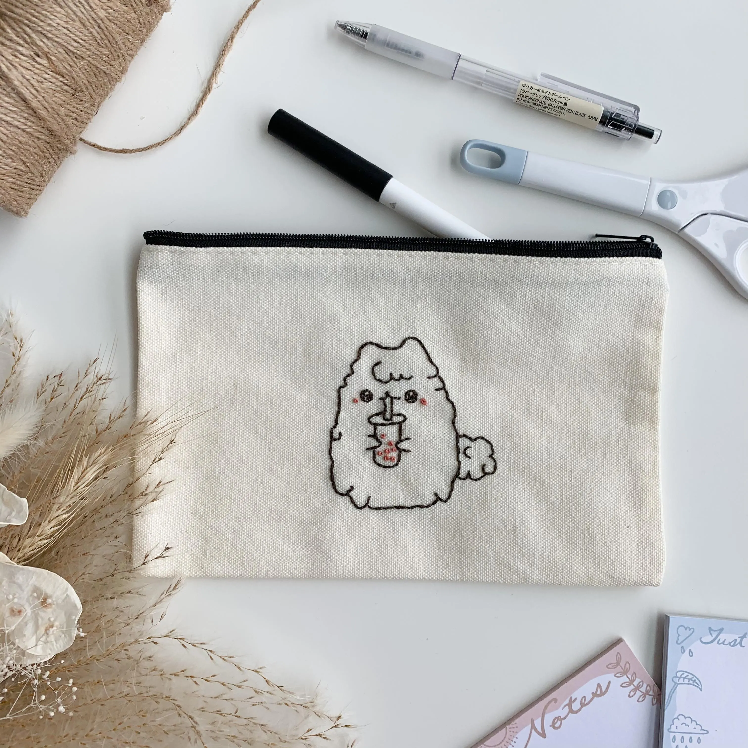 Milkie Canvas Pouch Hand Embroidered (Discontinue when sold out)