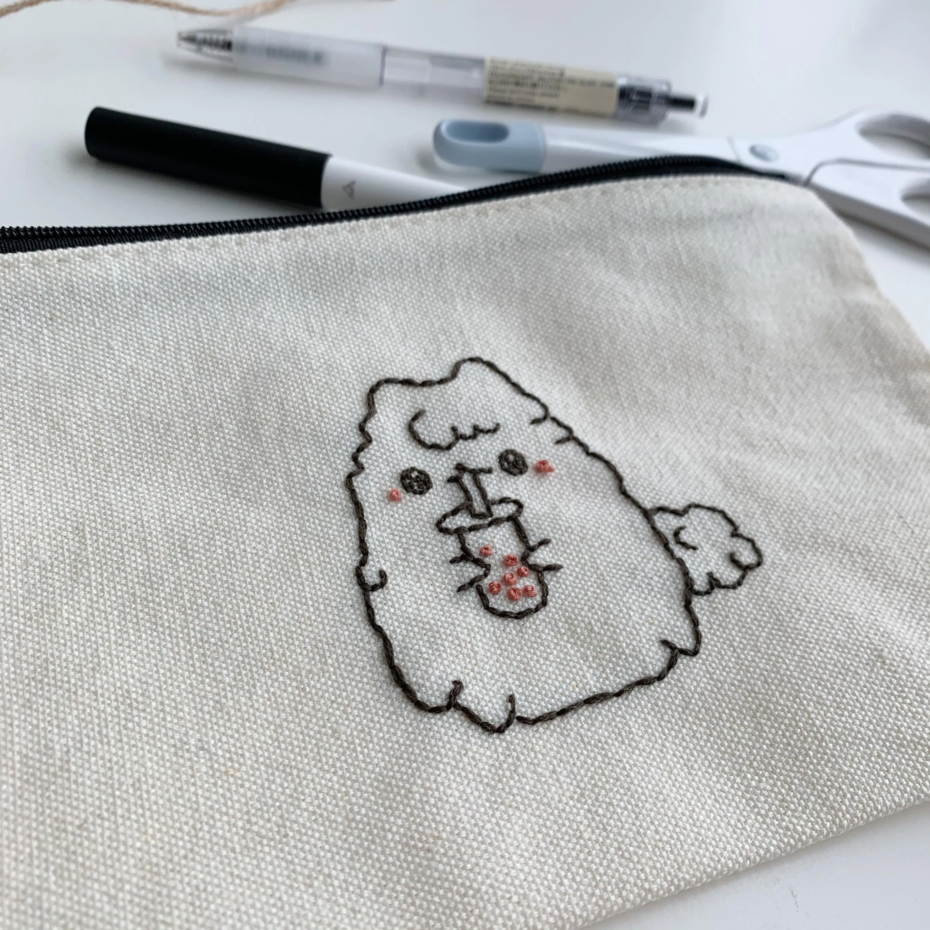 Milkie Canvas Pouch Hand Embroidered (Discontinue when sold out)