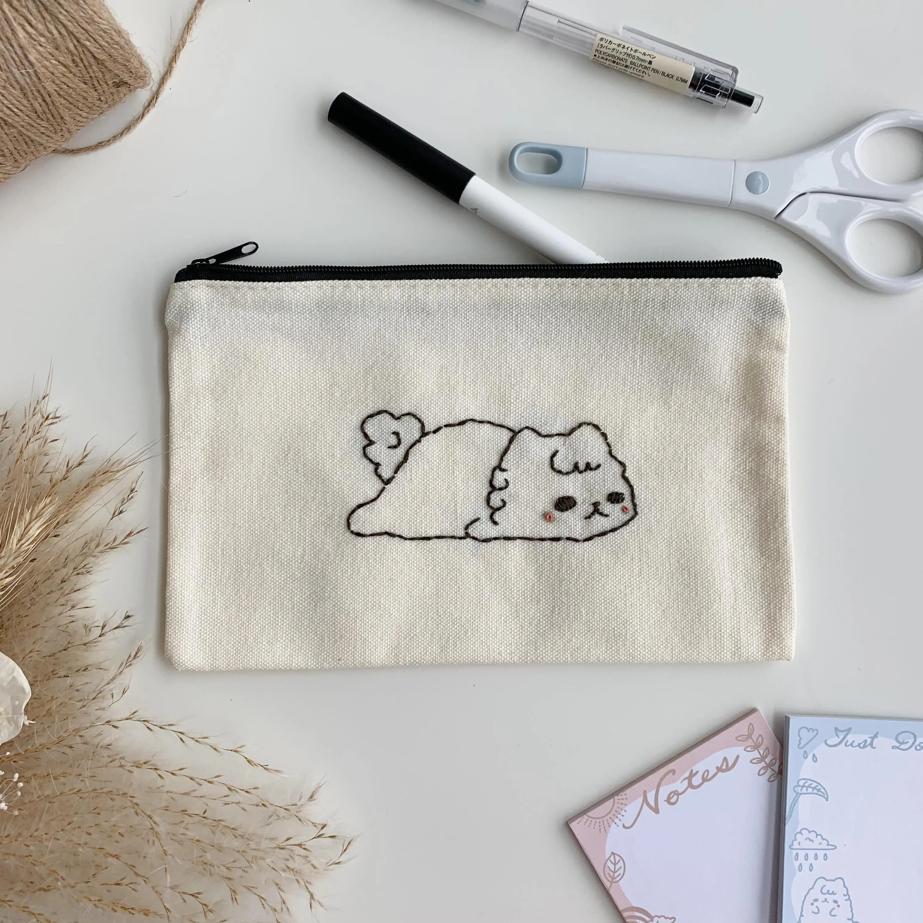 Milkie Canvas Pouch Hand Embroidered (Discontinue when sold out)