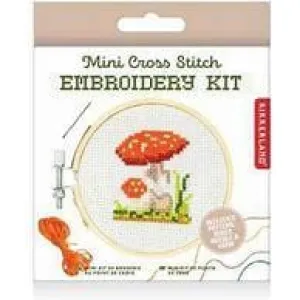 Mini Cross Stitch Embroidery Kit - Mushroom