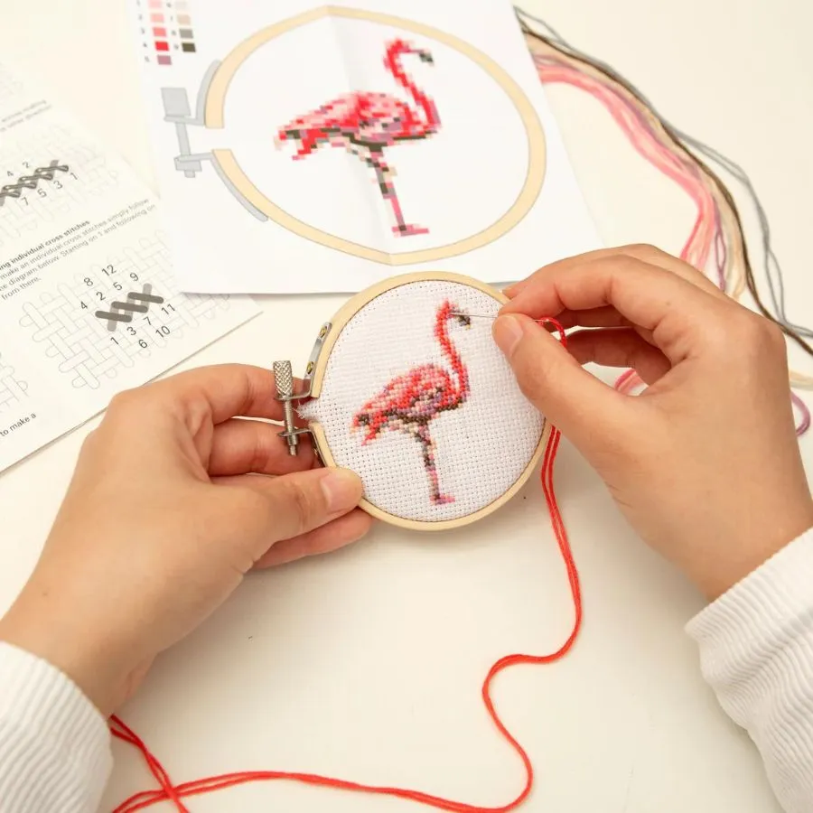 Mini Cross Stitch Kit - Flamingo