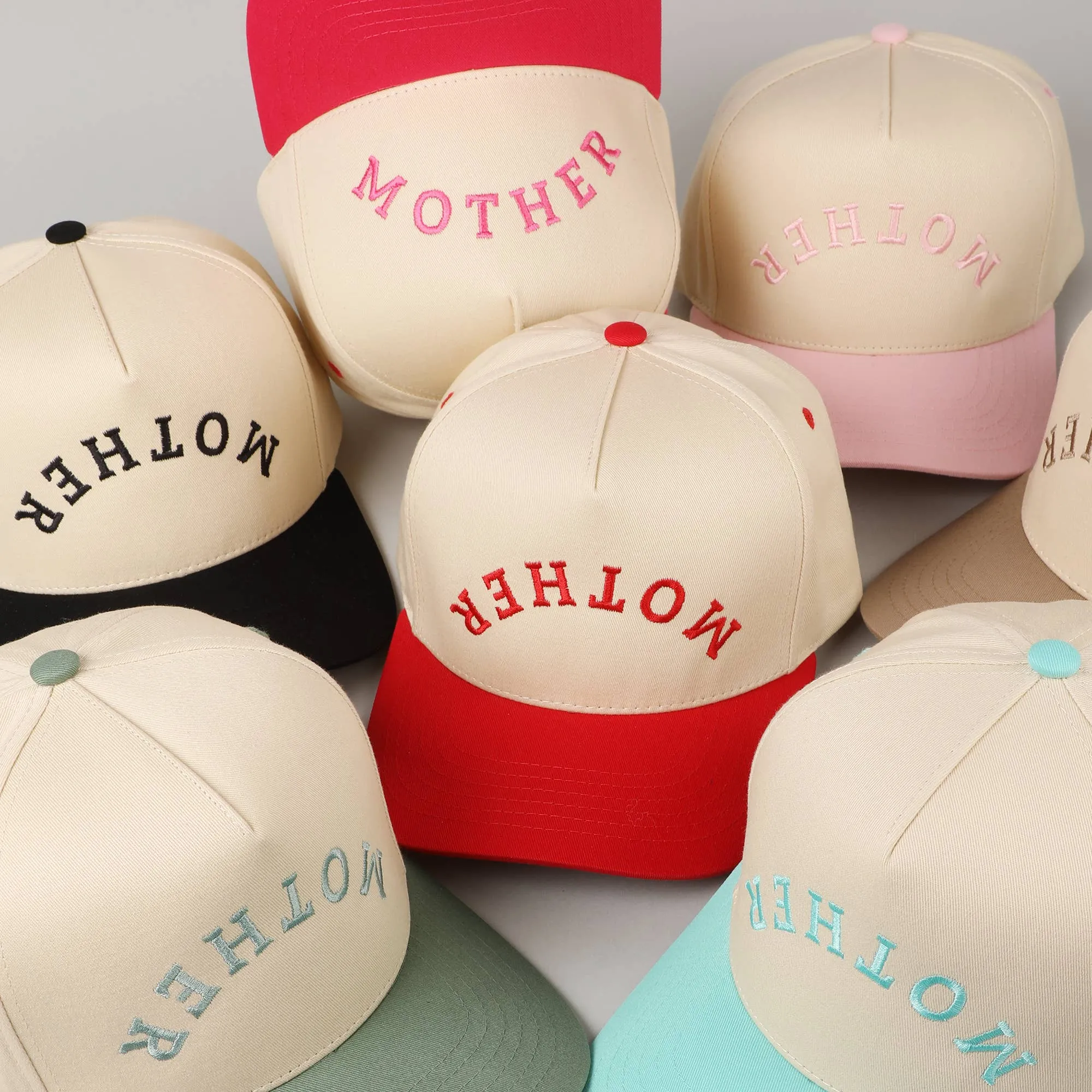 MOTHER Upside Down Lettering Embroidery Cap