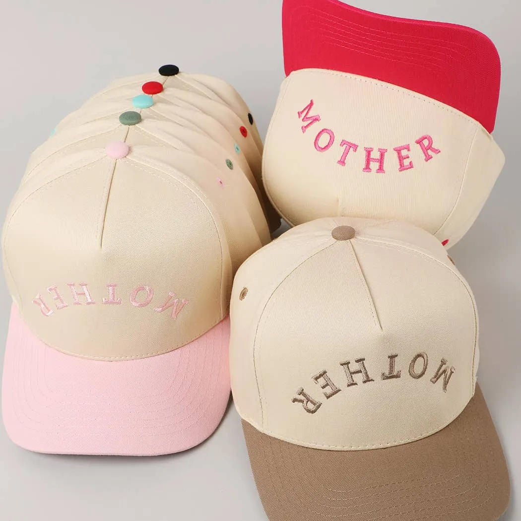 MOTHER Upside Down Lettering Embroidery Cap