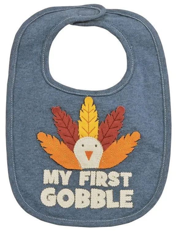 My First Gobble Denim Bib